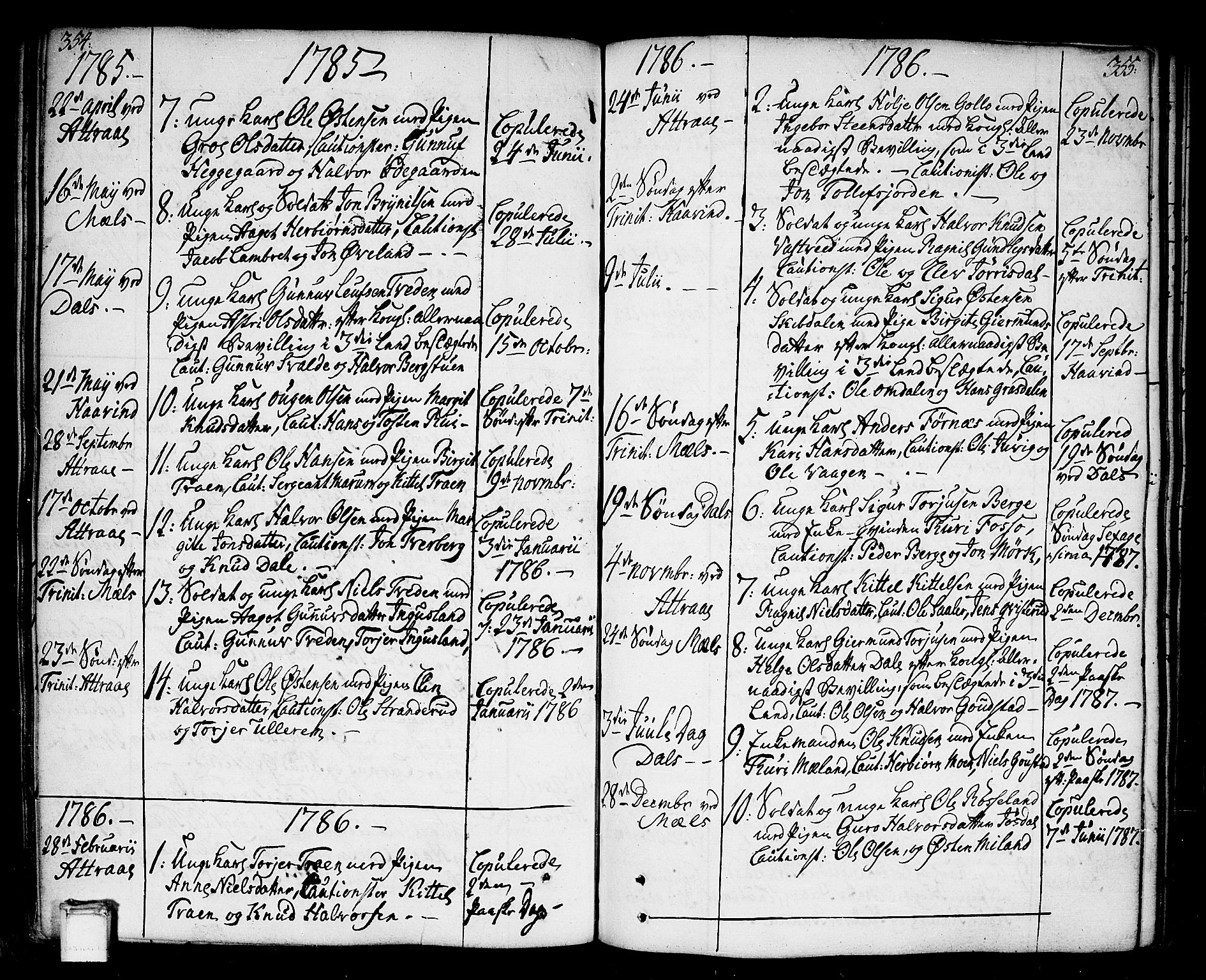 Tinn kirkebøker, SAKO/A-308/F/Fa/L0002: Parish register (official) no. I 2, 1757-1810, p. 354-355