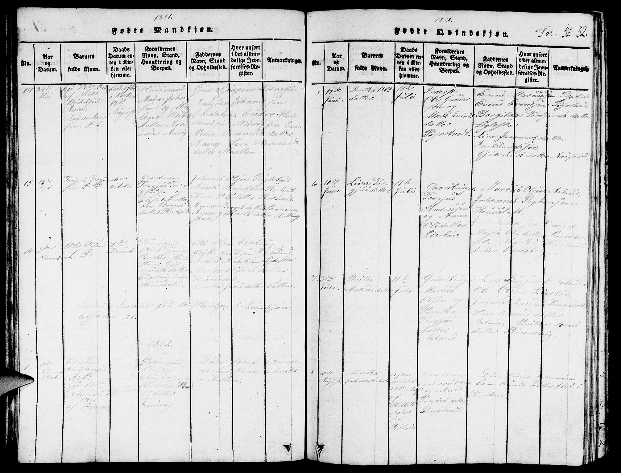 Vikedal sokneprestkontor, SAST/A-101840/01/V: Parish register (copy) no. B 3, 1816-1867, p. 52