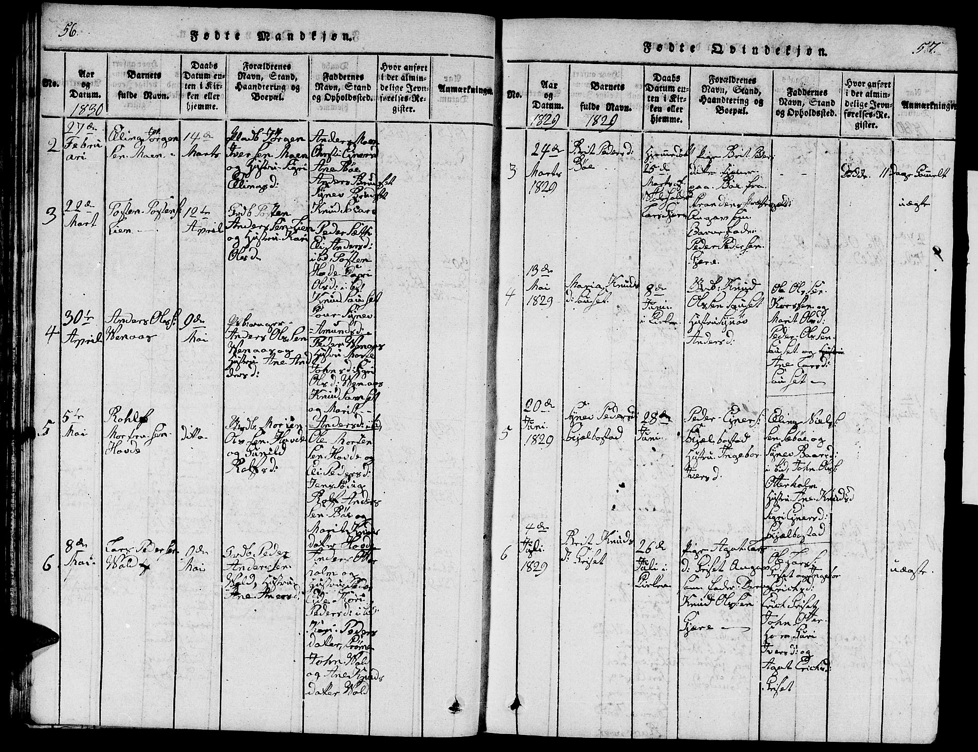 Ministerialprotokoller, klokkerbøker og fødselsregistre - Møre og Romsdal, SAT/A-1454/543/L0563: Parish register (copy) no. 543C01, 1818-1836, p. 56-57