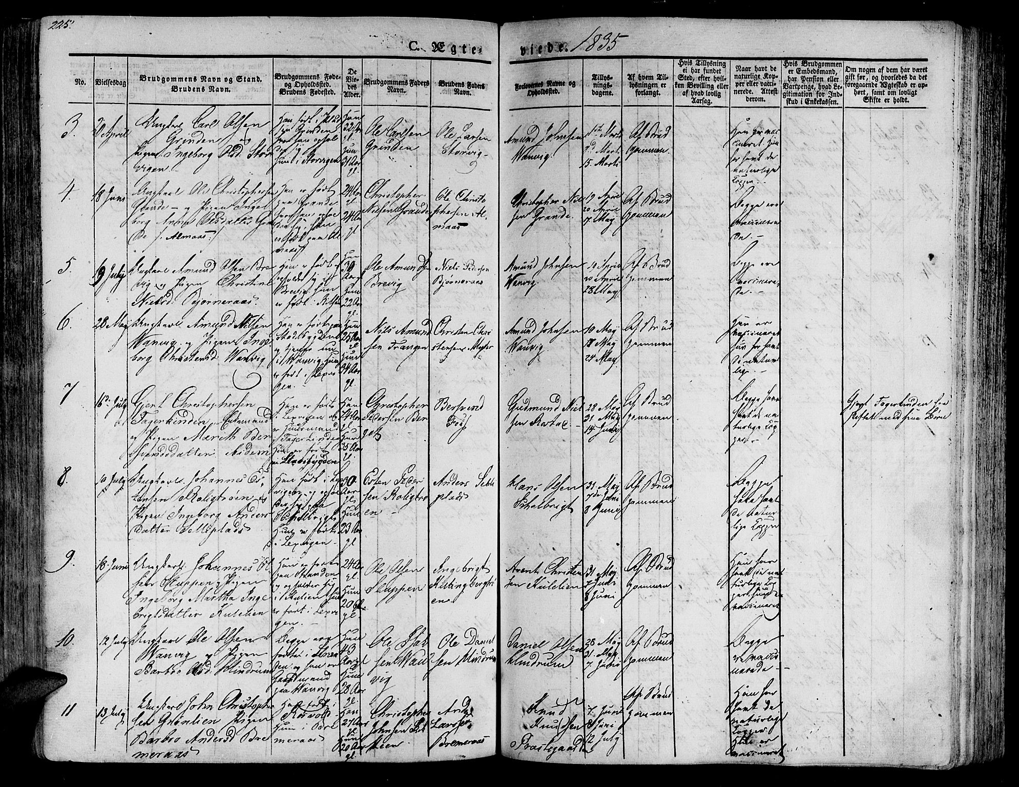 Ministerialprotokoller, klokkerbøker og fødselsregistre - Nord-Trøndelag, SAT/A-1458/701/L0006: Parish register (official) no. 701A06, 1825-1841, p. 225