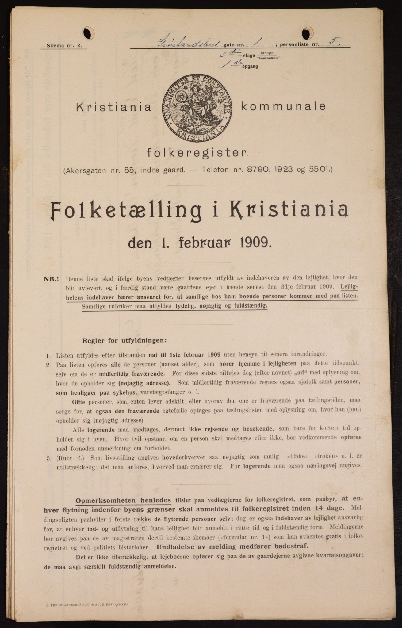 OBA, Municipal Census 1909 for Kristiania, 1909, p. 28725