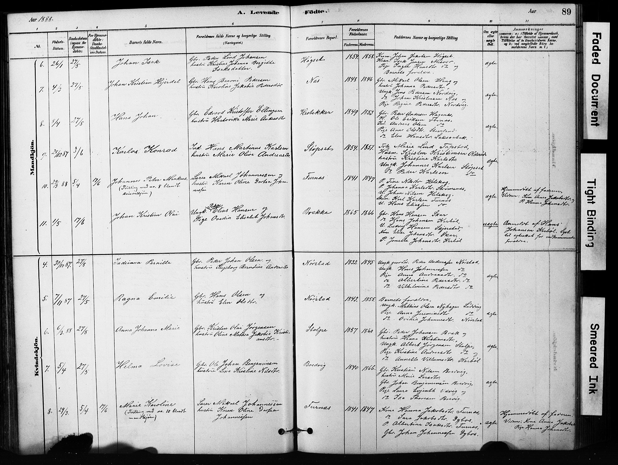 Ministerialprotokoller, klokkerbøker og fødselsregistre - Nordland, AV/SAT-A-1459/852/L0754: Parish register (copy) no. 852C05, 1878-1894, p. 89