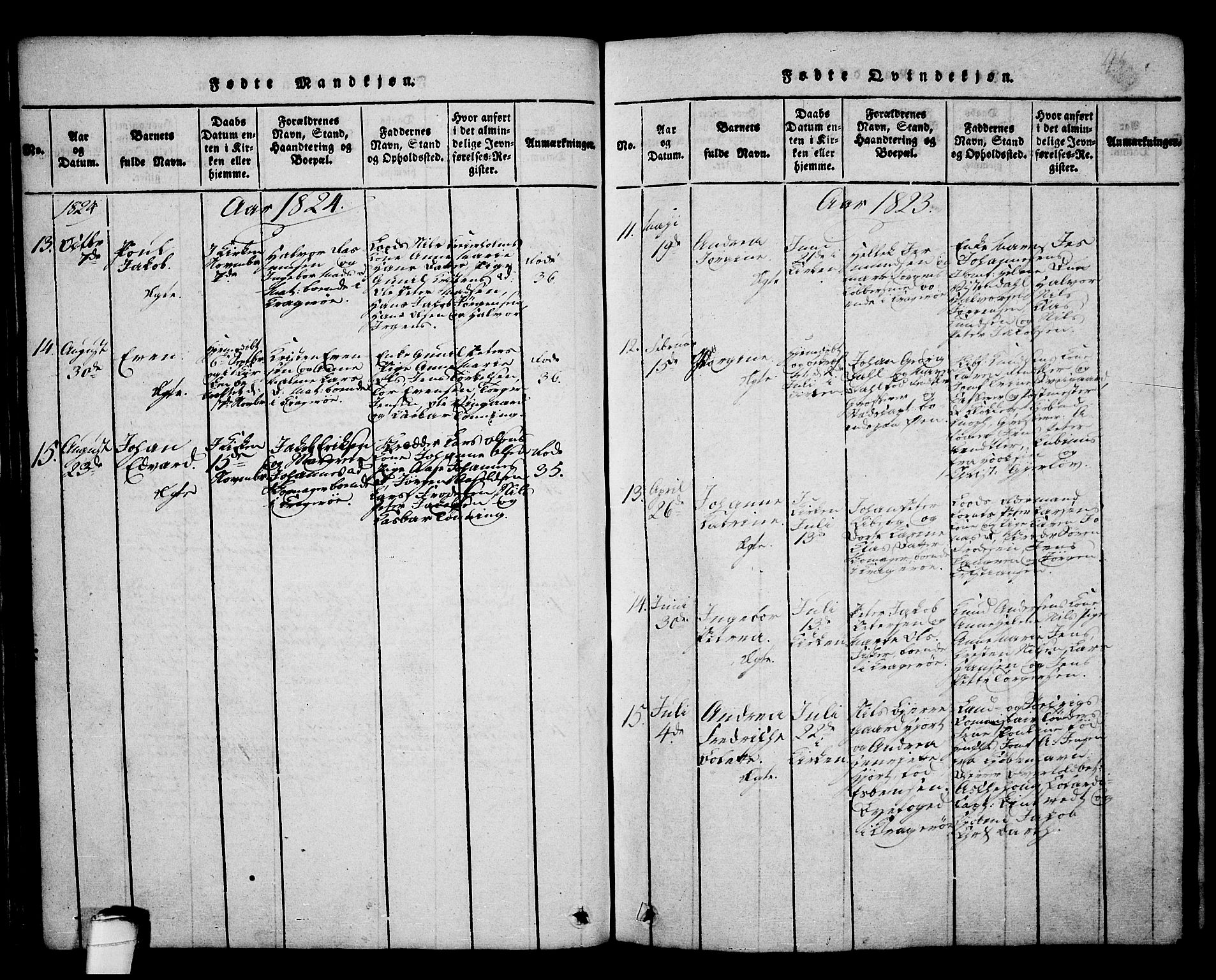 Kragerø kirkebøker, SAKO/A-278/G/Ga/L0002: Parish register (copy) no. 2, 1814-1831, p. 45