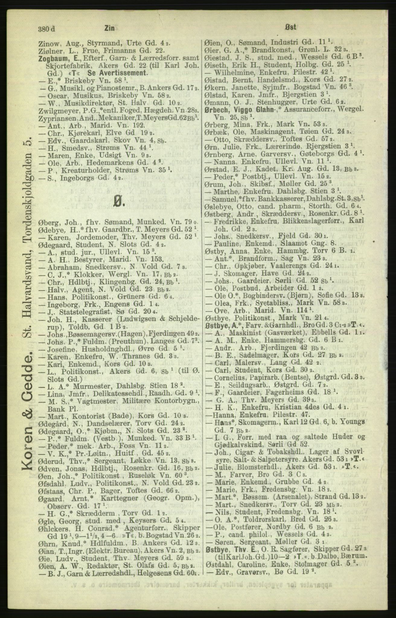 Kristiania/Oslo adressebok, PUBL/-, 1886, p. 380e