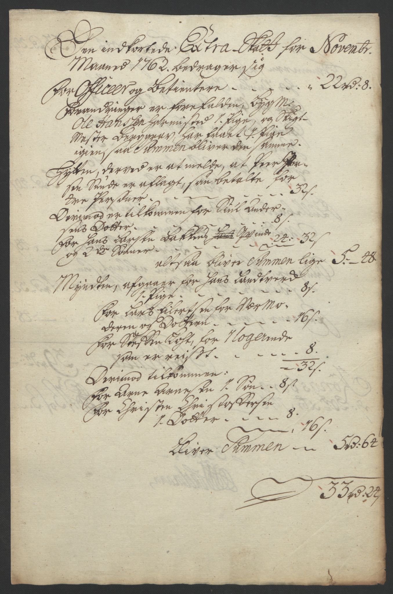 Rentekammeret inntil 1814, Reviderte regnskaper, Bergverksregnskaper, RA/EA-3222/R/Rc/Rca/L0843: Ekstraskatt, 1762-1765, p. 175