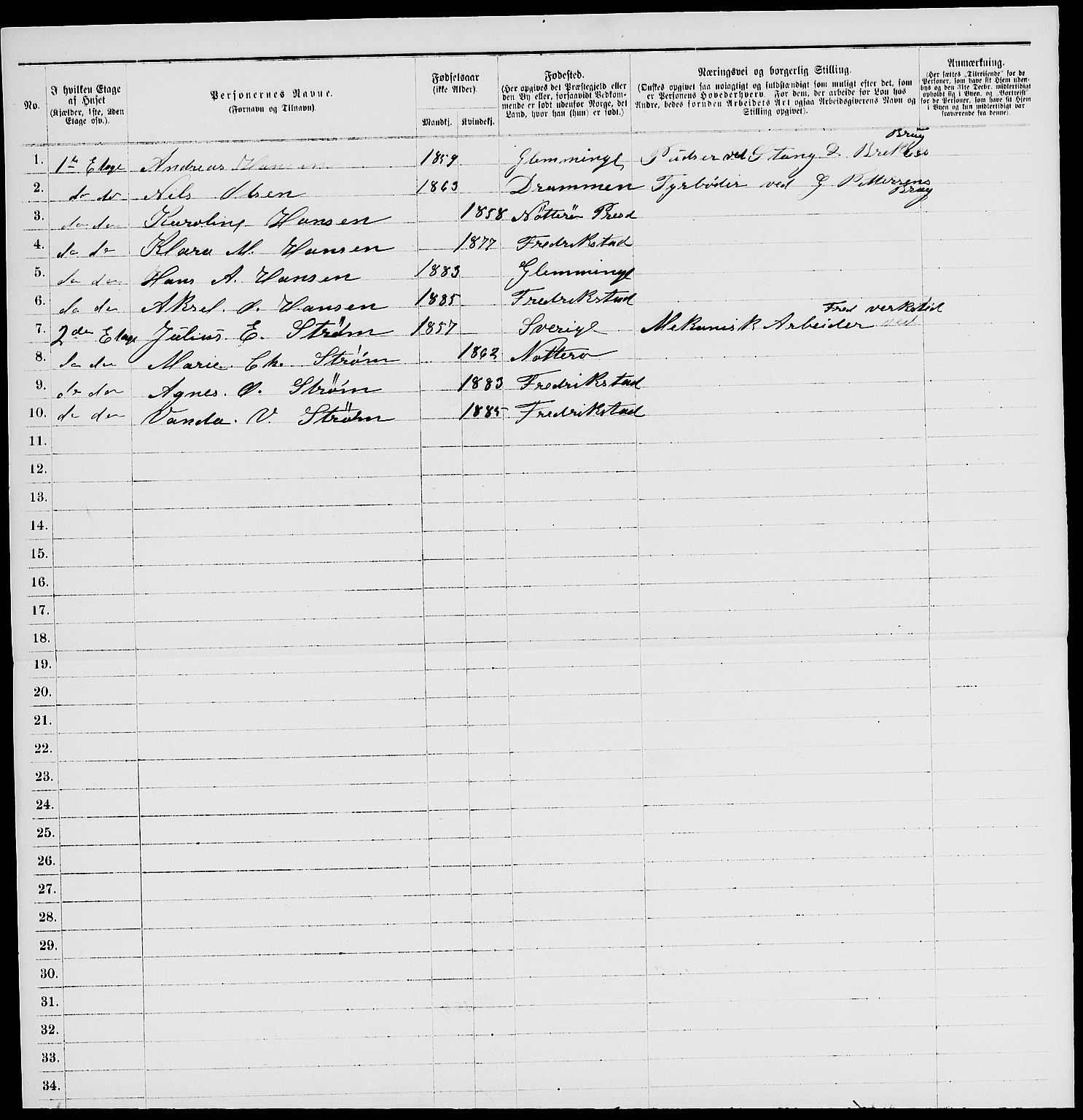 RA, 1885 census for 0103 Fredrikstad, 1885, p. 1623