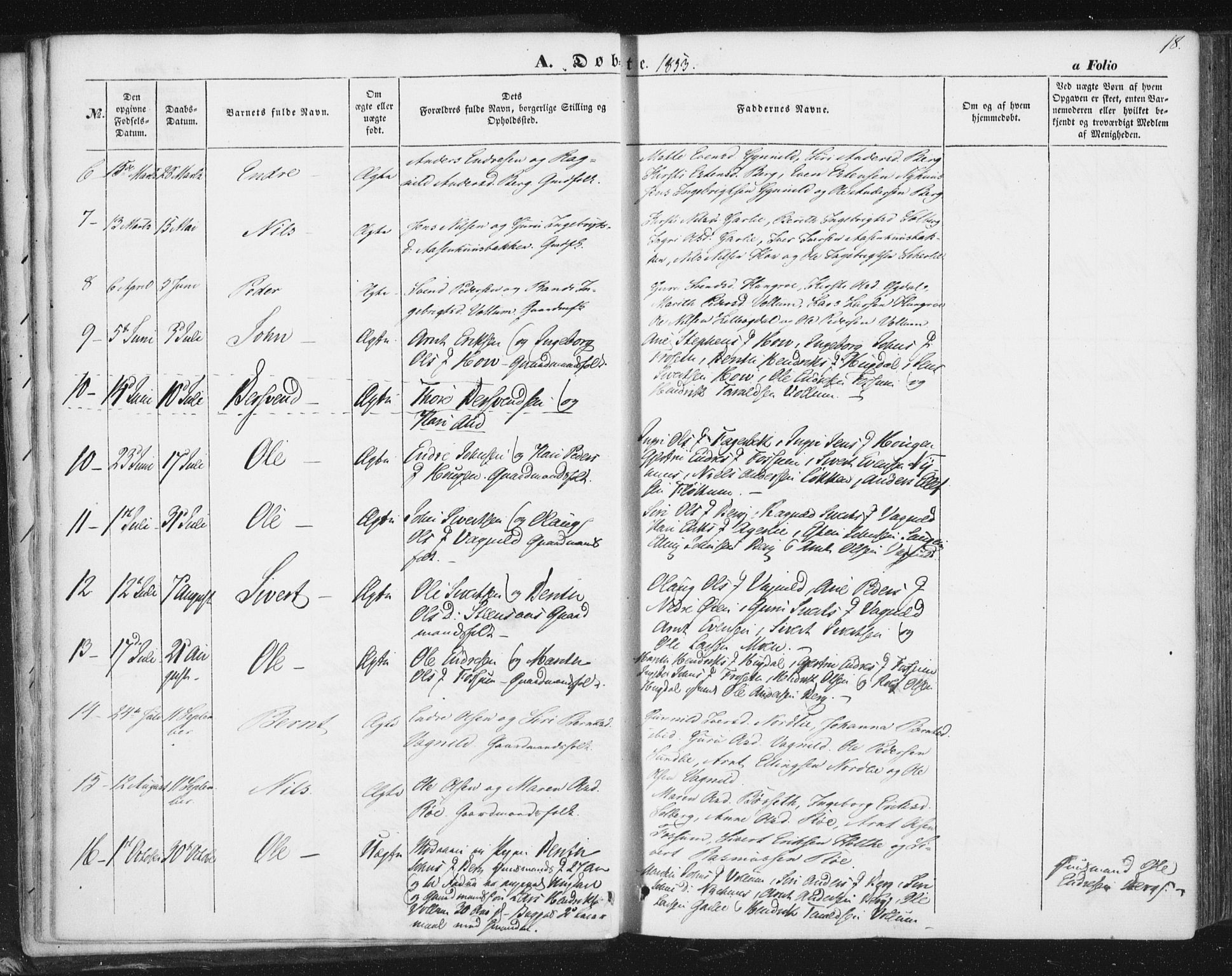 Ministerialprotokoller, klokkerbøker og fødselsregistre - Sør-Trøndelag, SAT/A-1456/689/L1038: Parish register (official) no. 689A03, 1848-1872, p. 18