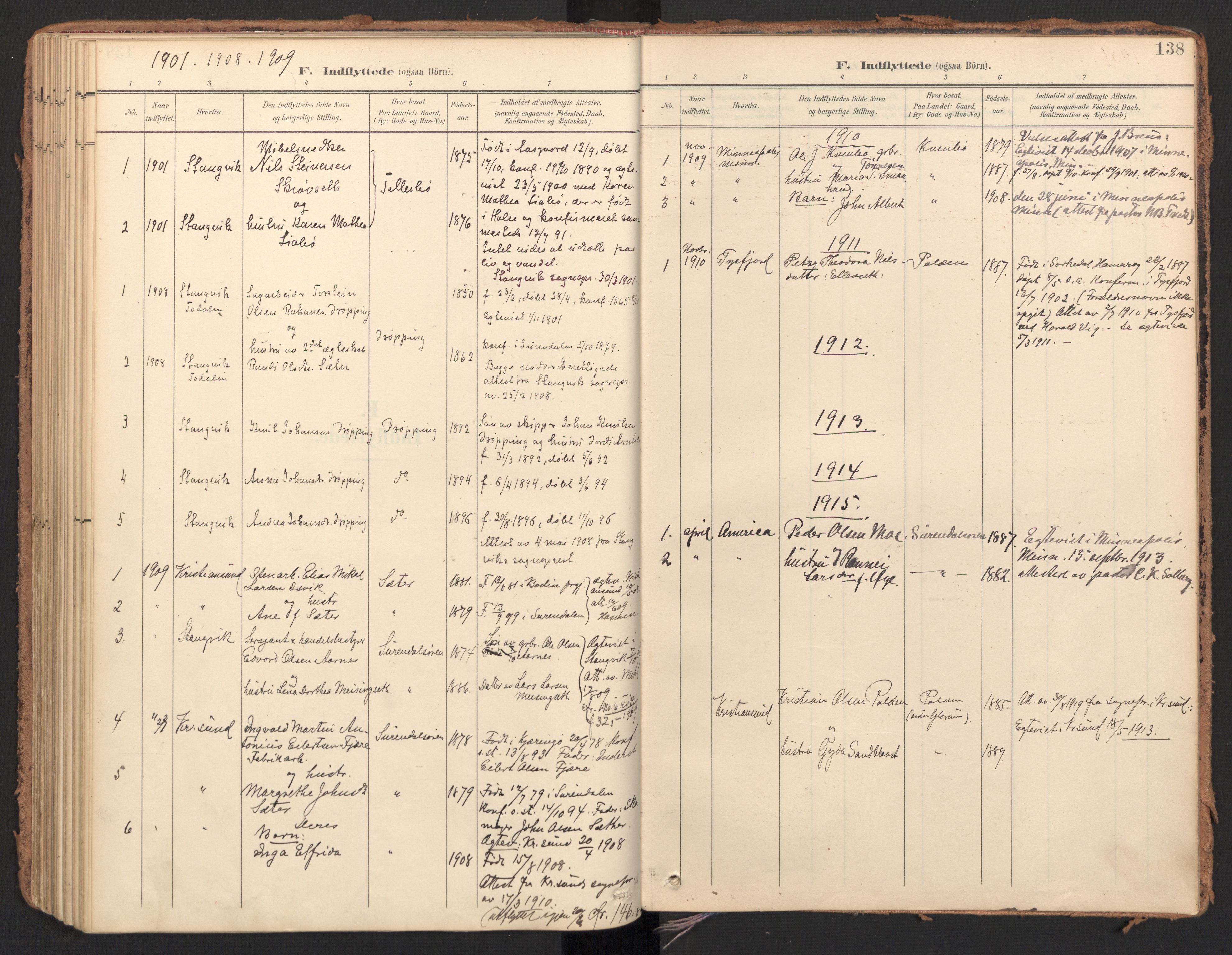 Ministerialprotokoller, klokkerbøker og fødselsregistre - Møre og Romsdal, AV/SAT-A-1454/596/L1057: Parish register (official) no. 596A02, 1900-1917, p. 138