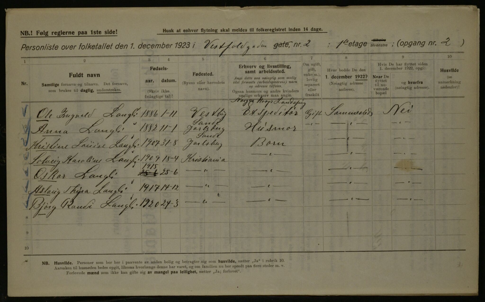 OBA, Municipal Census 1923 for Kristiania, 1923, p. 135259