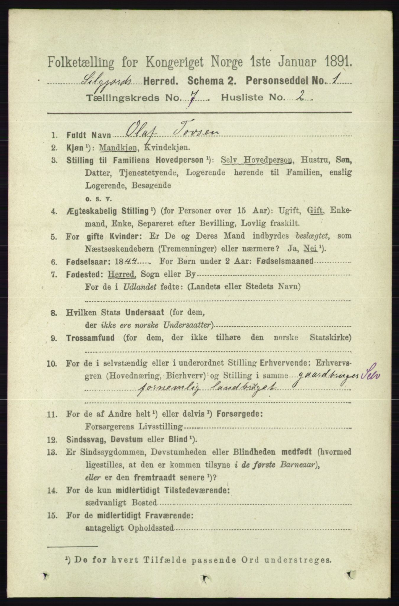 RA, 1891 census for 0828 Seljord, 1891, p. 2610