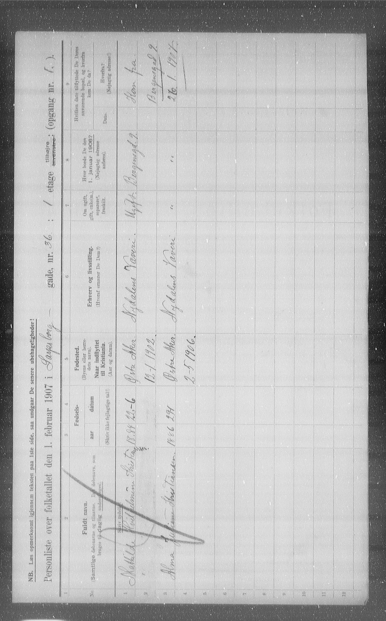 OBA, Municipal Census 1907 for Kristiania, 1907, p. 45632