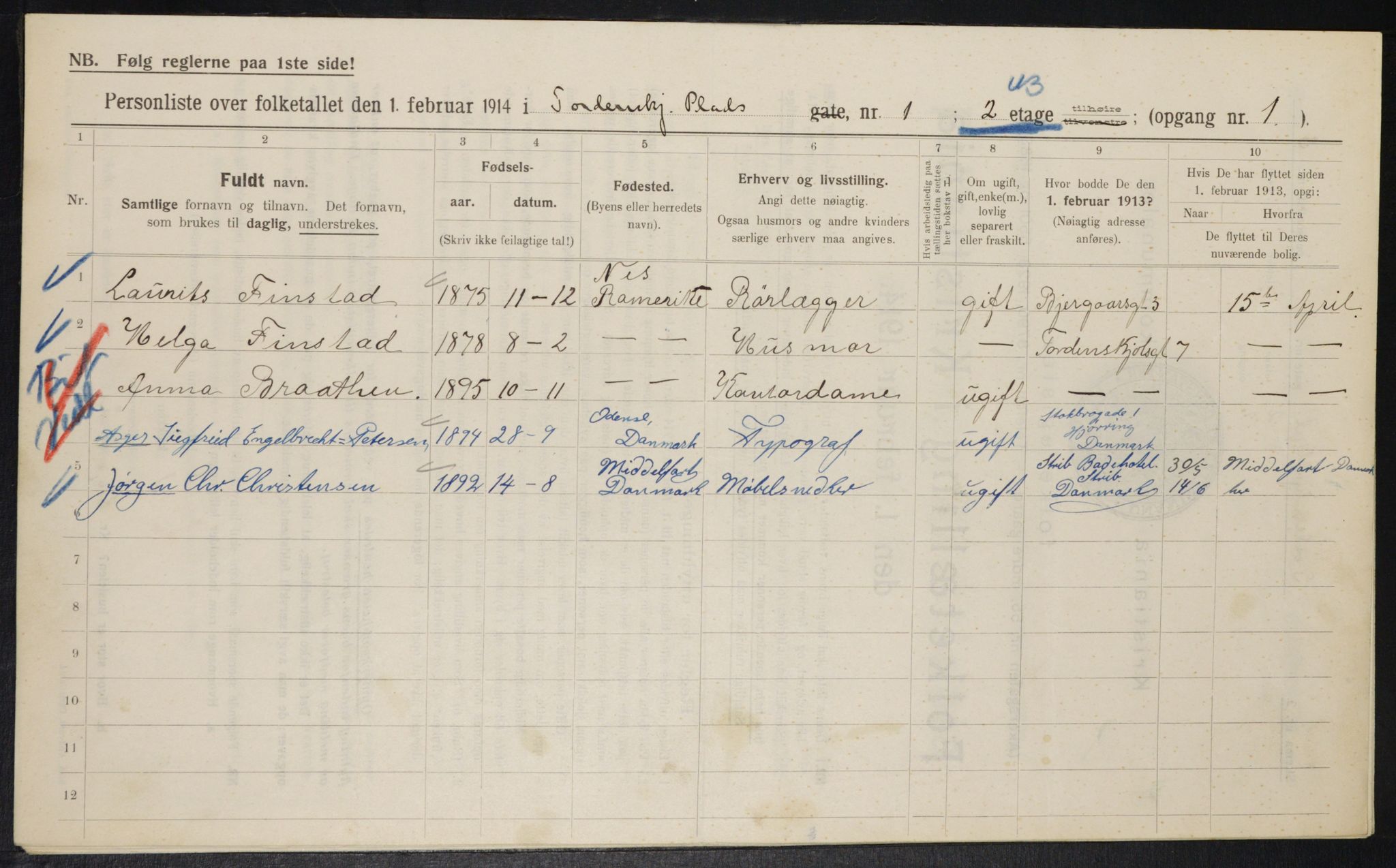 OBA, Municipal Census 1914 for Kristiania, 1914, p. 114675