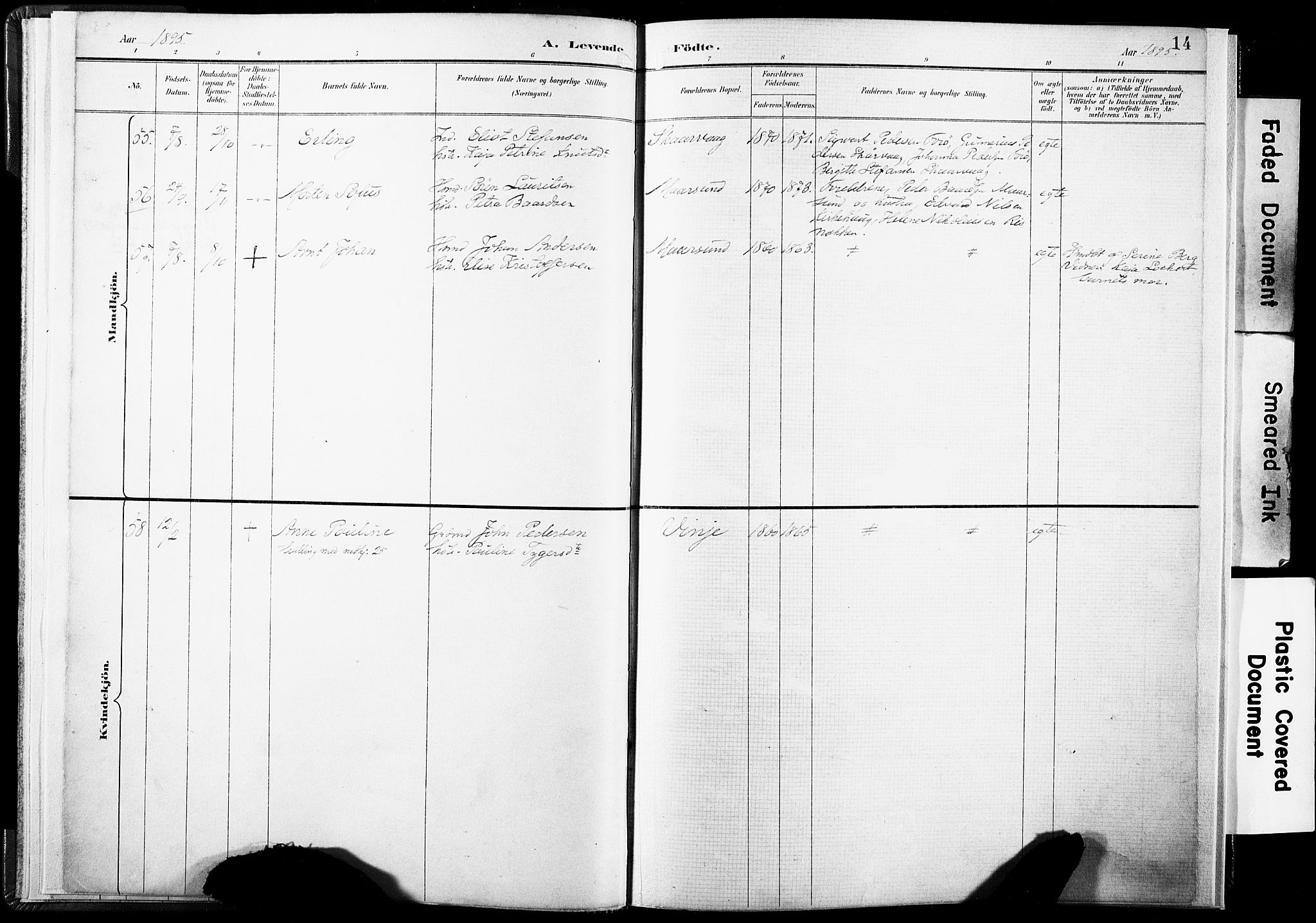 Ministerialprotokoller, klokkerbøker og fødselsregistre - Nordland, AV/SAT-A-1459/891/L1304: Parish register (official) no. 891A09, 1895-1921, p. 14