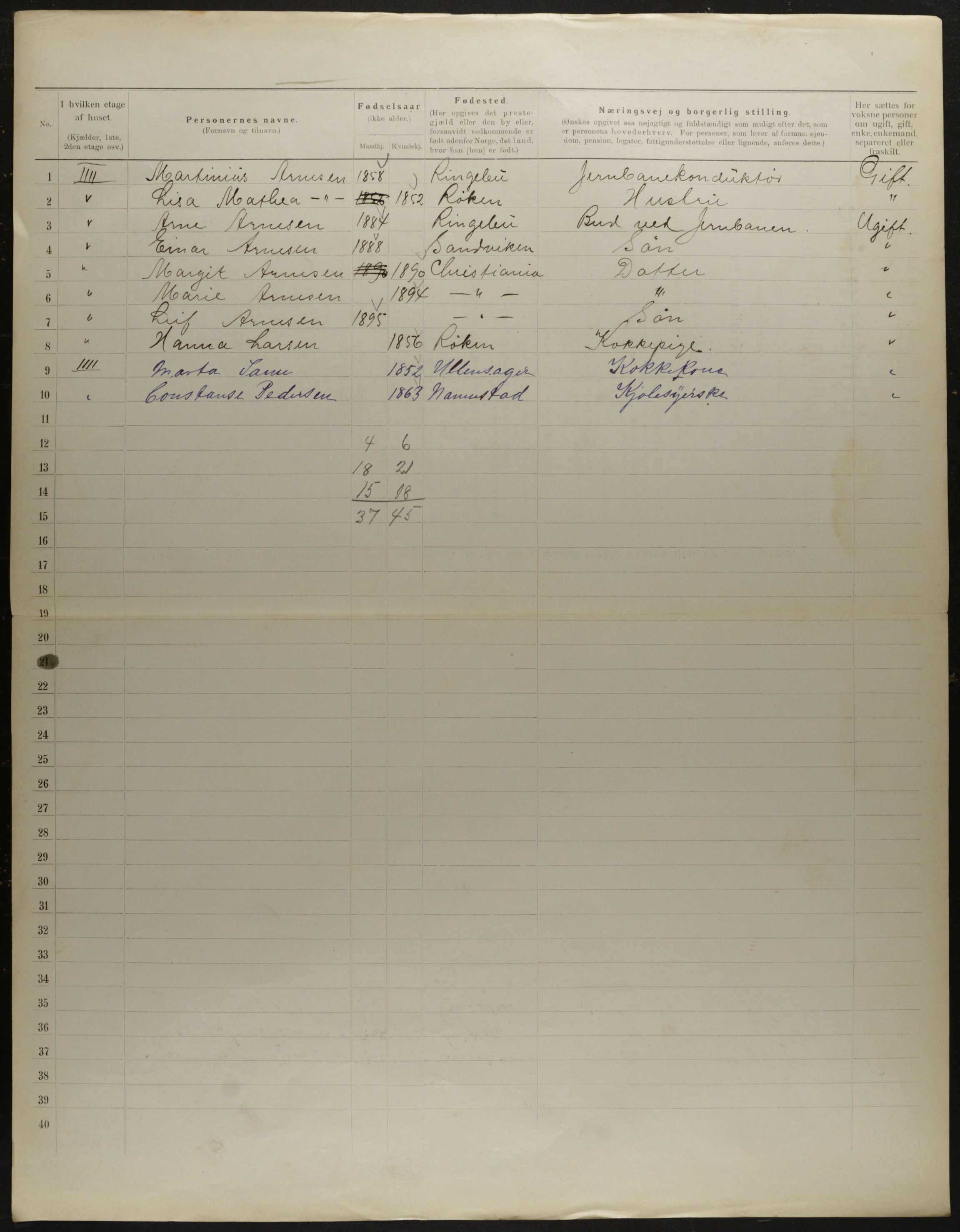 OBA, Municipal Census 1901 for Kristiania, 1901, p. 10051