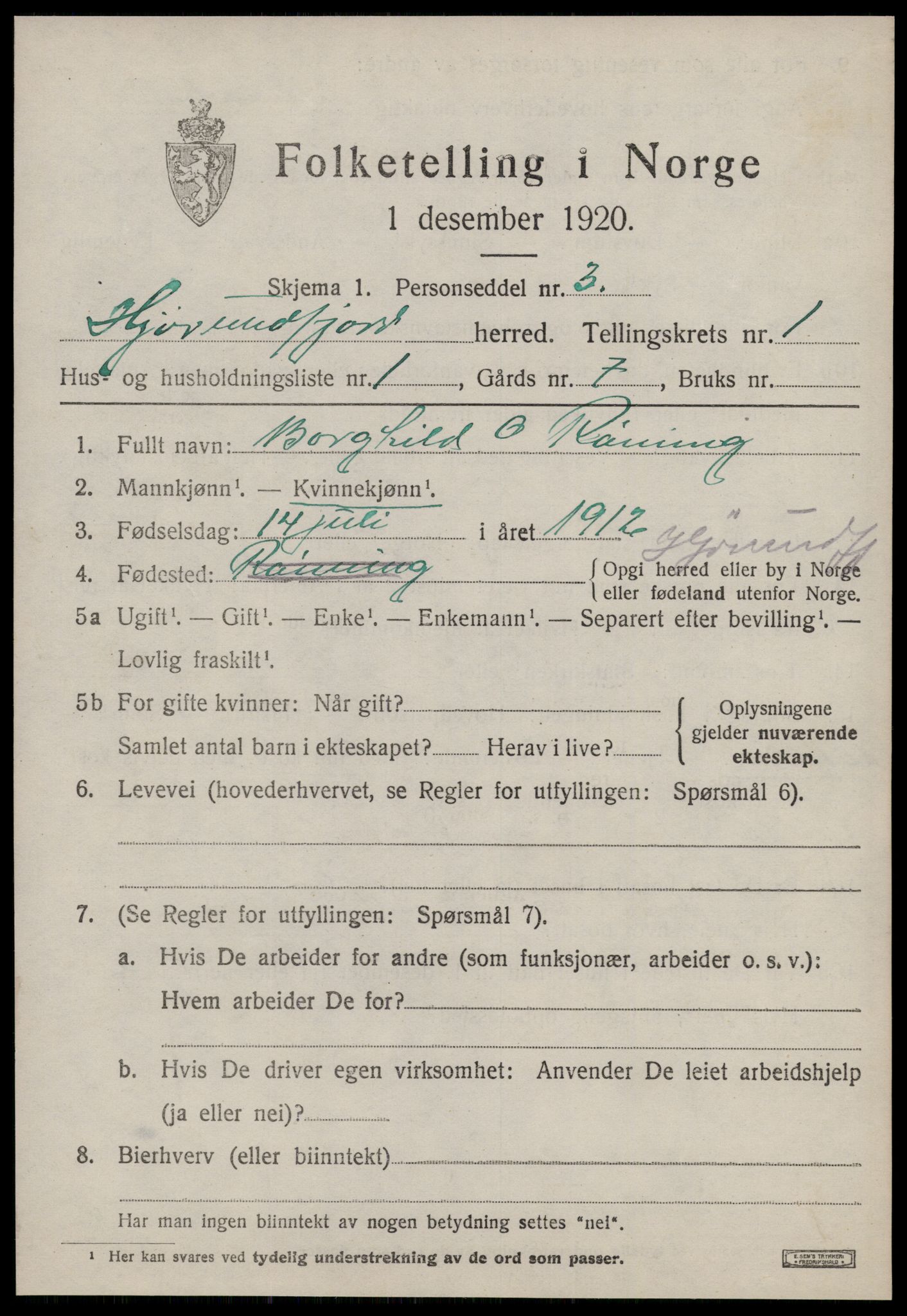 SAT, 1920 census for Hjørundfjord, 1920, p. 633