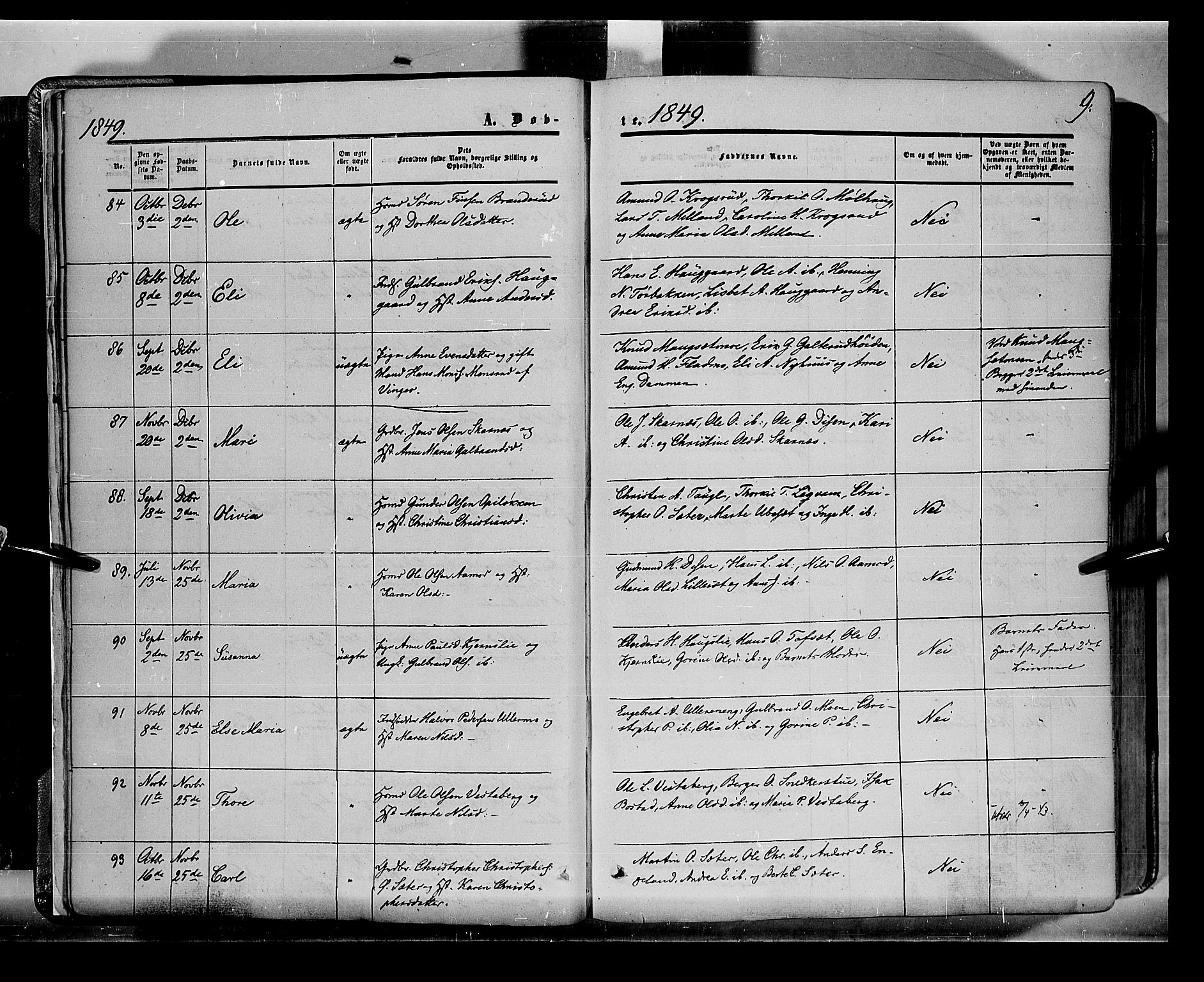 Sør-Odal prestekontor, AV/SAH-PREST-030/H/Ha/Haa/L0001: Parish register (official) no. 1, 1849-1859, p. 9