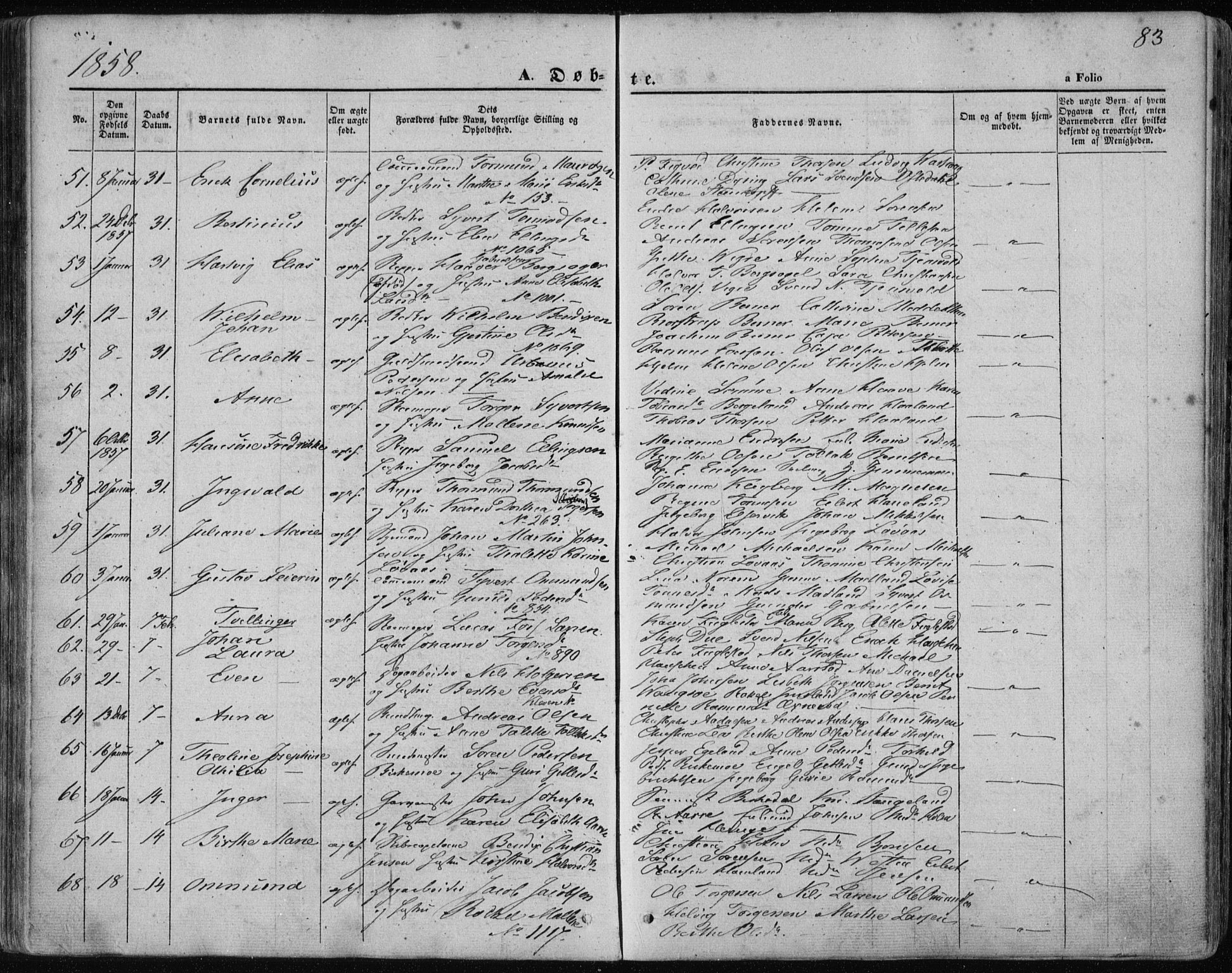 Domkirken sokneprestkontor, AV/SAST-A-101812/001/30/30BA/L0017: Parish register (official) no. A 16, 1855-1867, p. 83