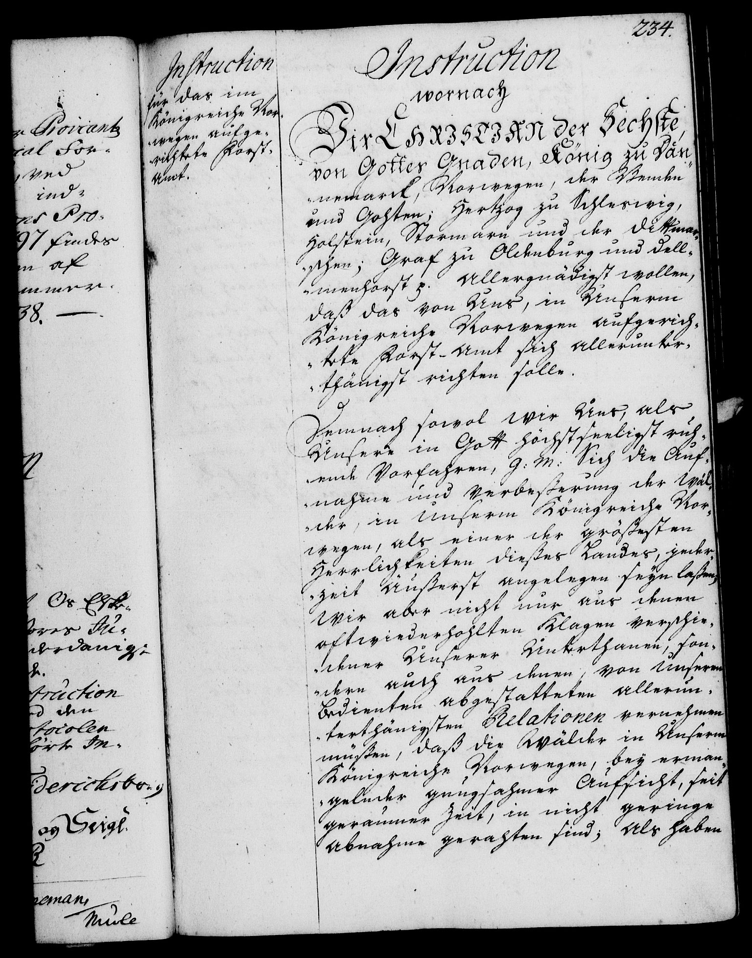 Rentekammeret, Kammerkanselliet, RA/EA-3111/G/Gg/Ggi/L0002: Norsk instruksjonsprotokoll med register (merket RK 53.35), 1729-1751, p. 234