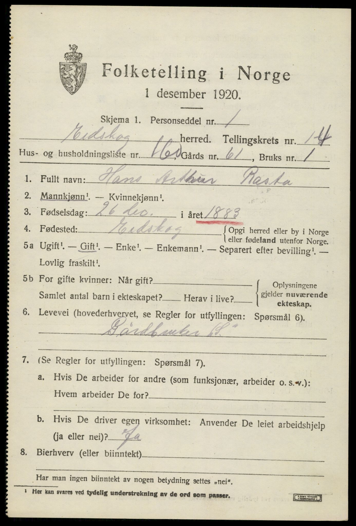 SAH, 1920 census for Eidskog, 1920, p. 14993