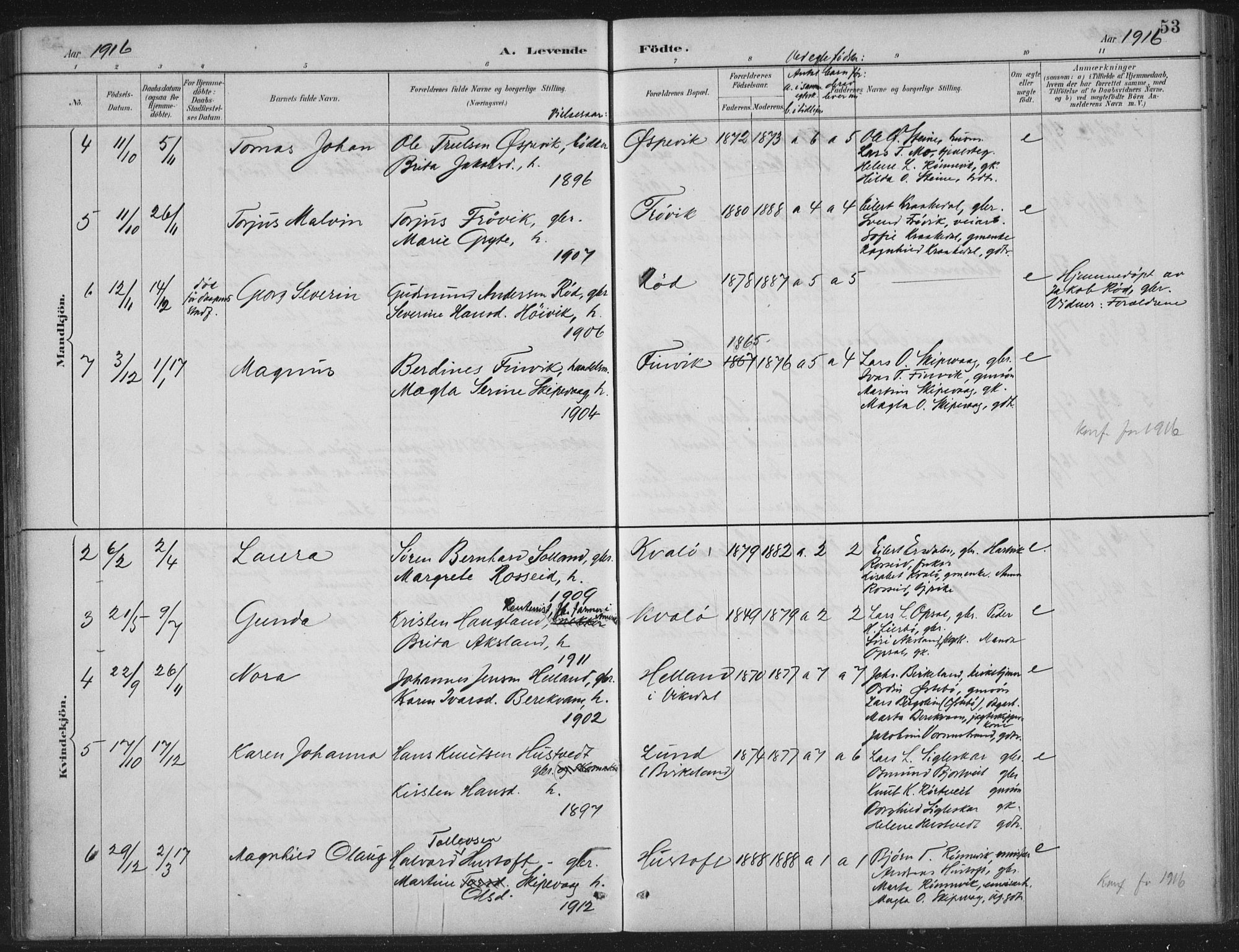 Vikedal sokneprestkontor, AV/SAST-A-101840/01/IV: Parish register (official) no. A 12, 1886-1929, p. 53