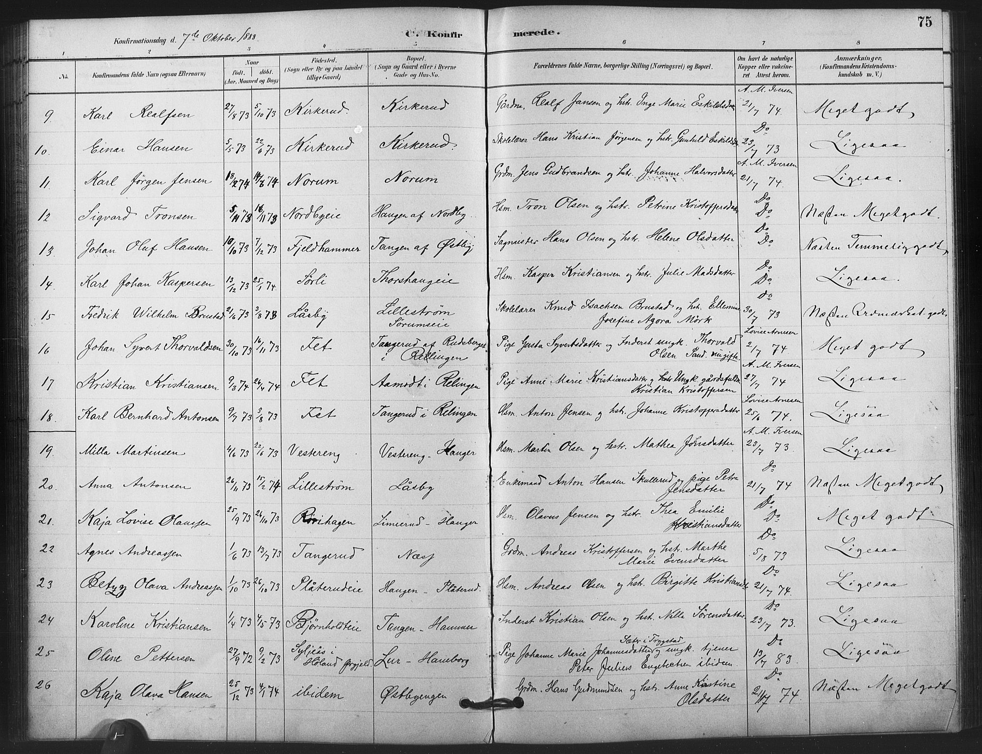 Skedsmo prestekontor Kirkebøker, AV/SAO-A-10033a/F/Fb/L0001: Parish register (official) no. II 1, 1883-1901, p. 75