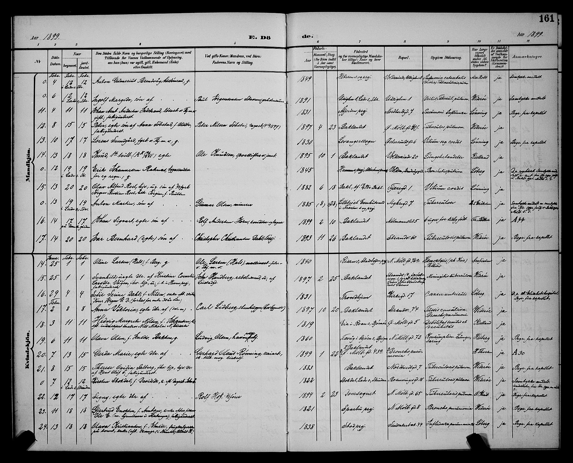 Ministerialprotokoller, klokkerbøker og fødselsregistre - Sør-Trøndelag, SAT/A-1456/604/L0226: Parish register (copy) no. 604C09, 1897-1900, p. 161