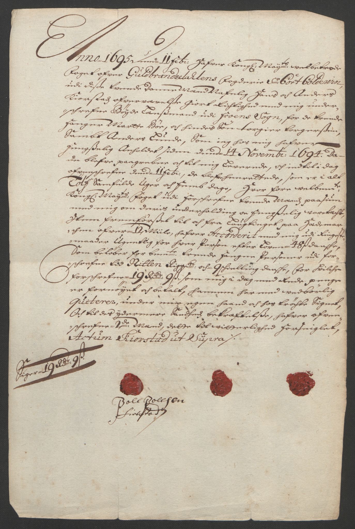 Rentekammeret inntil 1814, Reviderte regnskaper, Fogderegnskap, AV/RA-EA-4092/R17/L1169: Fogderegnskap Gudbrandsdal, 1695, p. 176