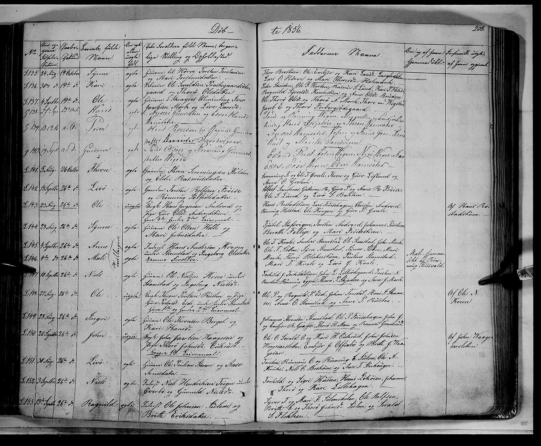 Lom prestekontor, AV/SAH-PREST-070/K/L0006: Parish register (official) no. 6A, 1837-1863, p. 208