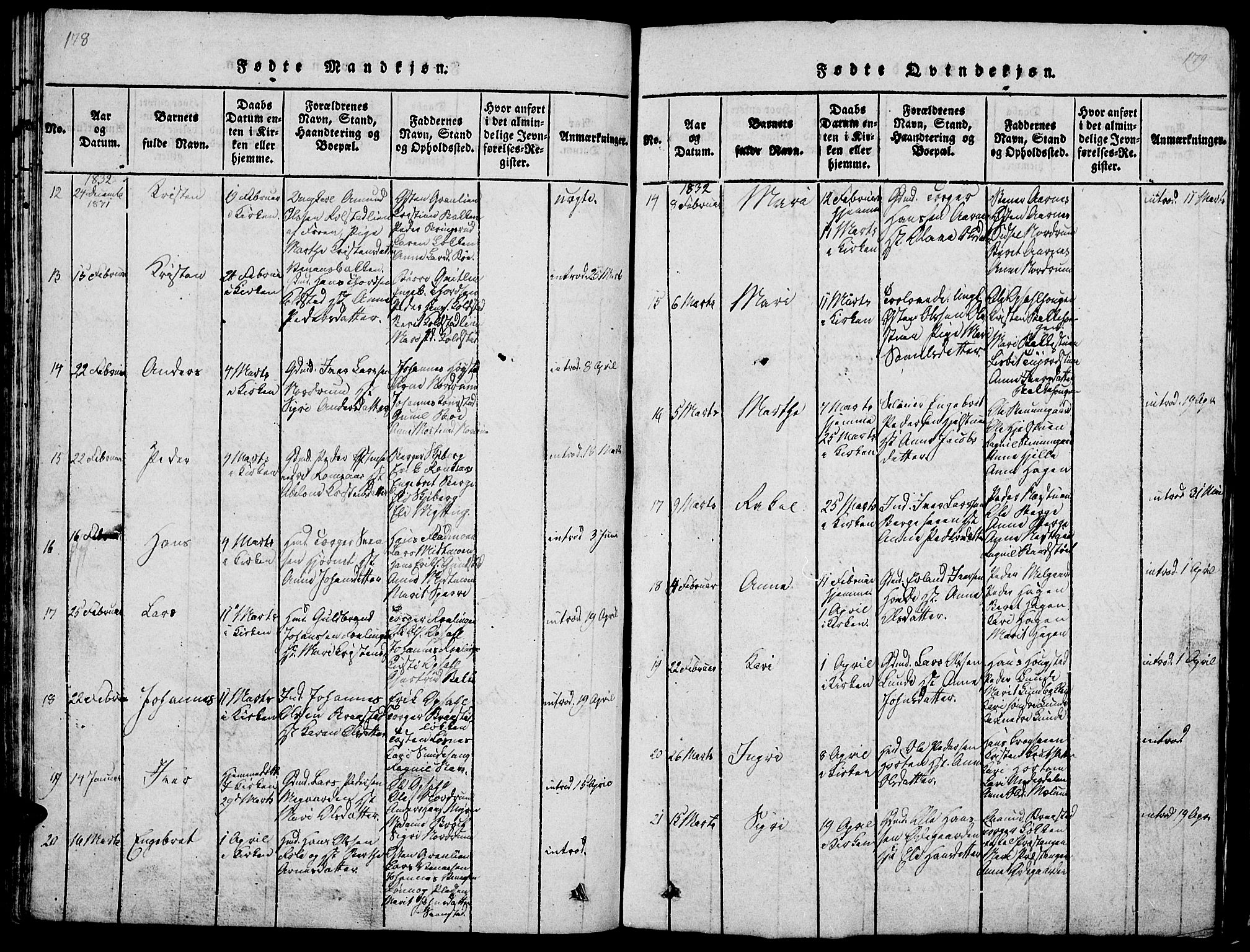 Ringebu prestekontor, AV/SAH-PREST-082/H/Ha/Hab/L0001: Parish register (copy) no. 1, 1821-1839, p. 178-179