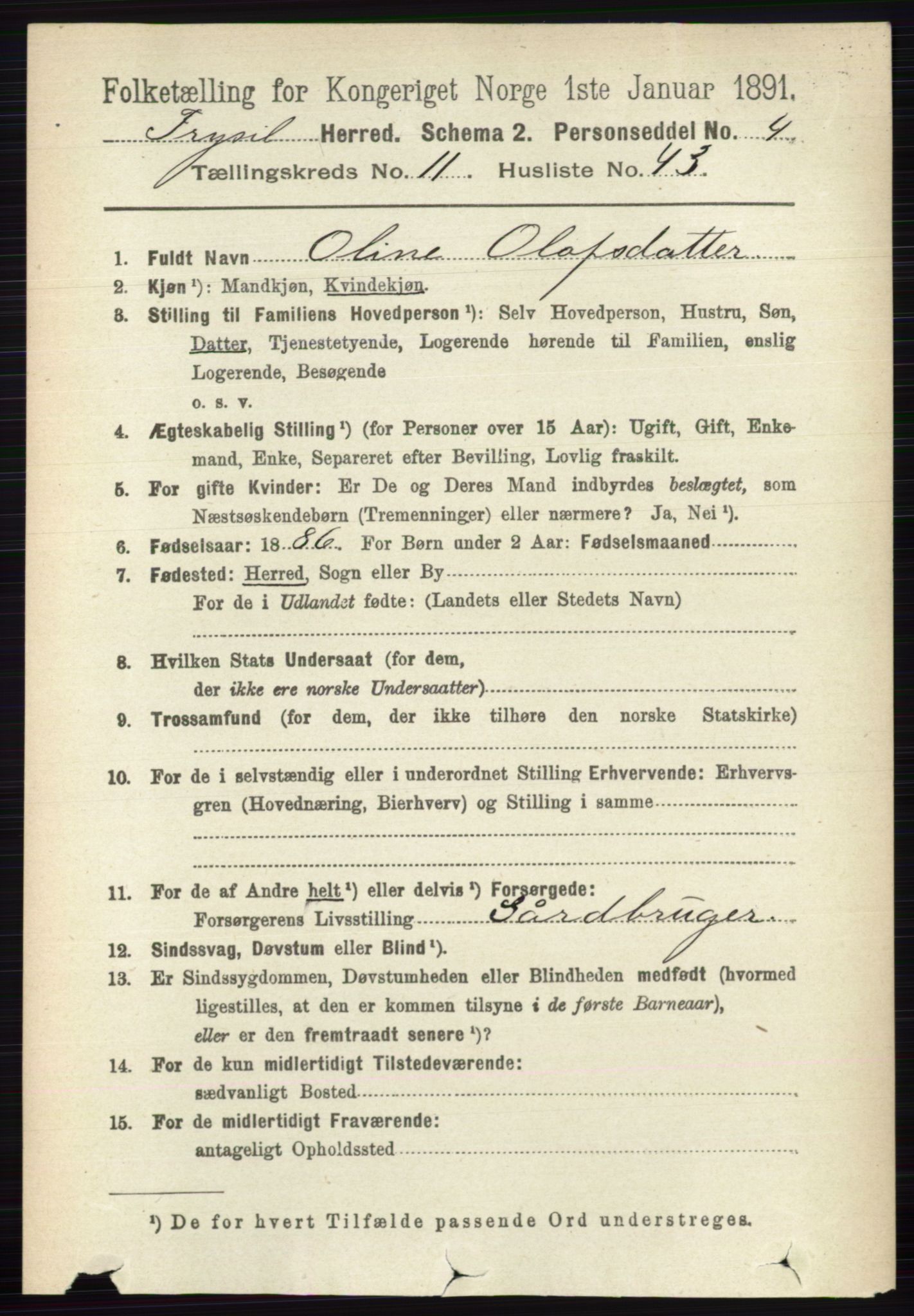 RA, 1891 census for 0428 Trysil, 1891, p. 5803