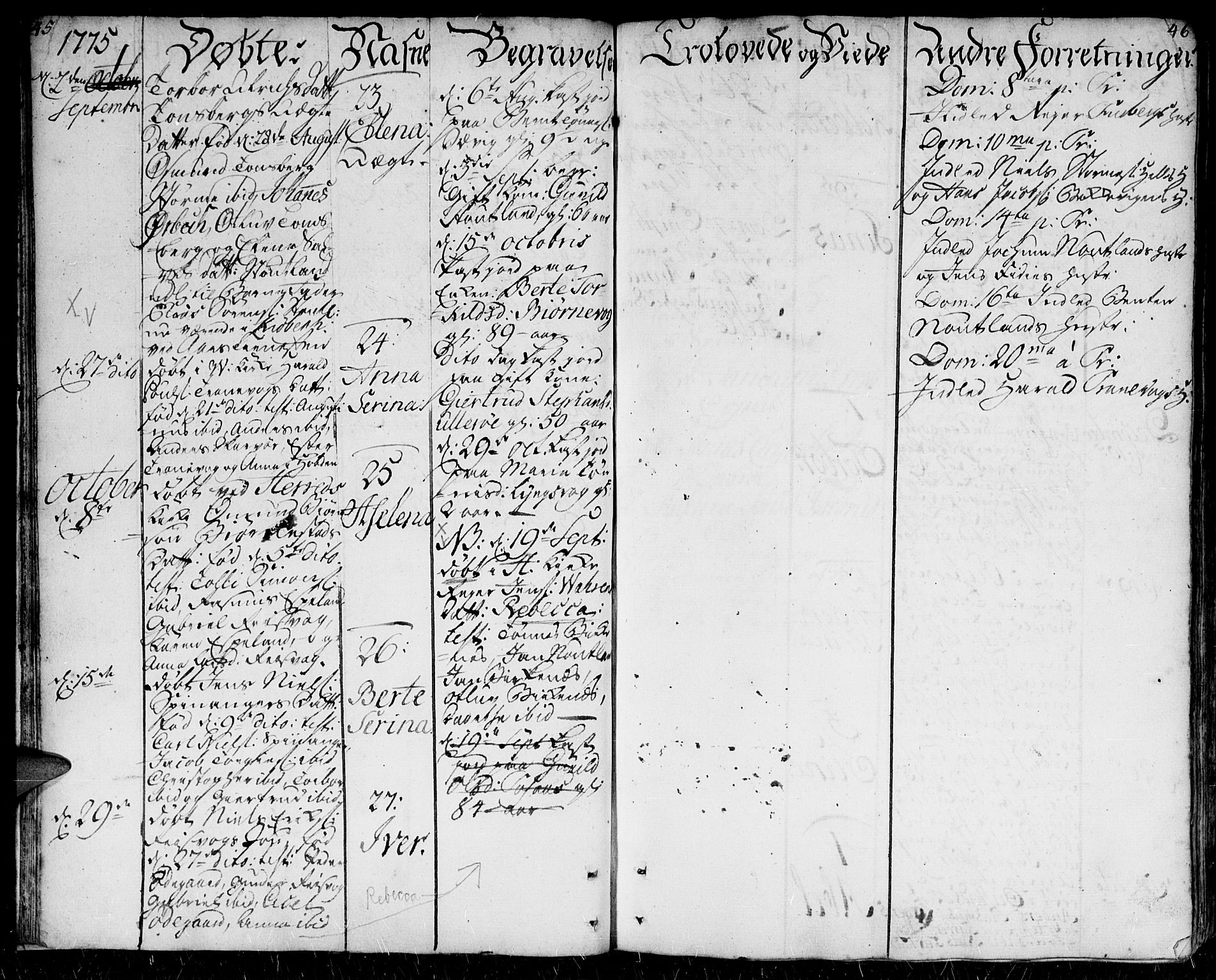 Herad sokneprestkontor, AV/SAK-1111-0018/F/Fa/Faa/L0001: Parish register (official) no. A 1 /2, 1768-1797, p. 45-46