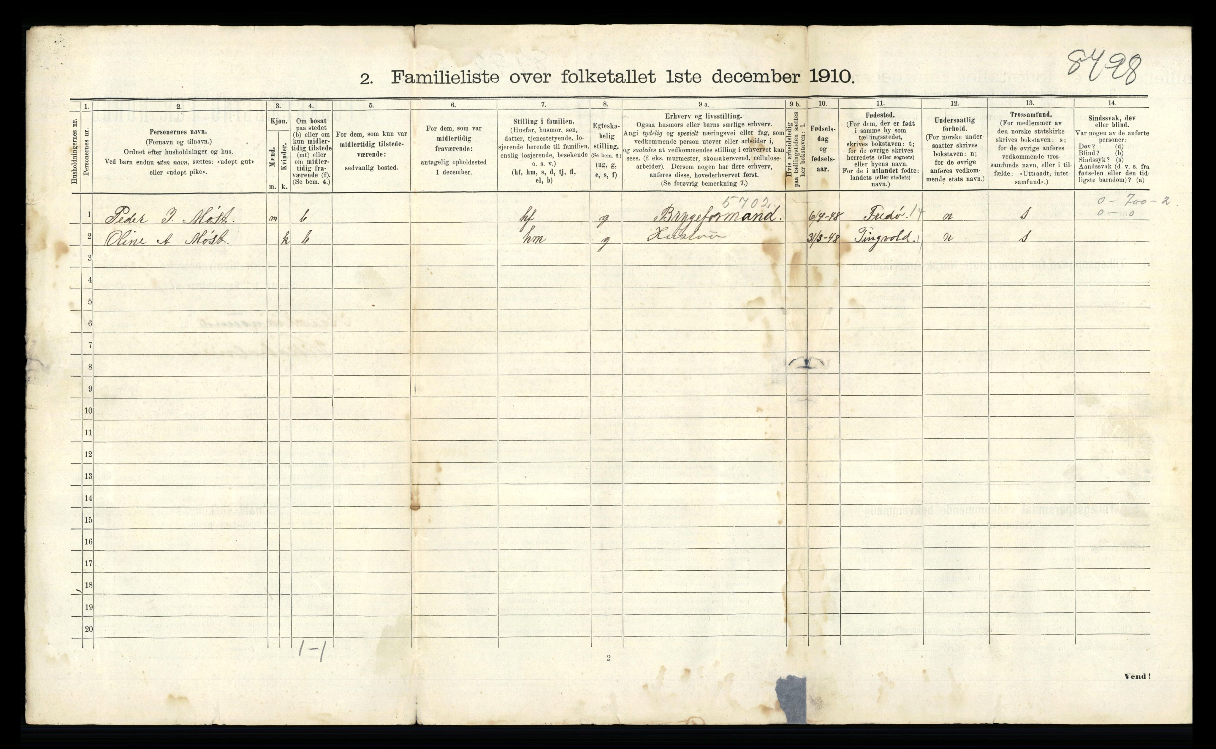 RA, 1910 census for Kristiansund, 1910, p. 6842