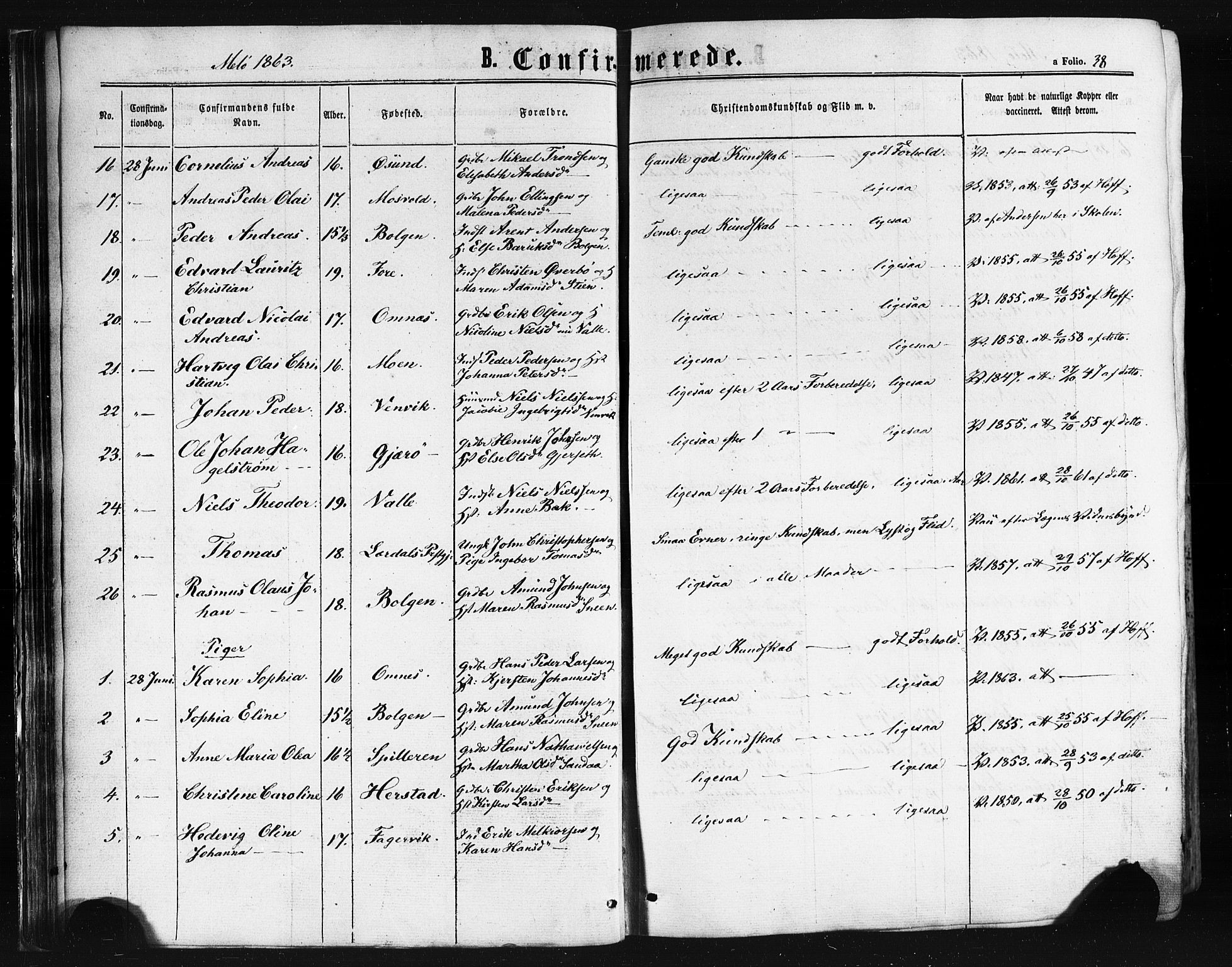 Ministerialprotokoller, klokkerbøker og fødselsregistre - Nordland, SAT/A-1459/841/L0607: Parish register (official) no. 841A11 /2, 1863-1877, p. 38