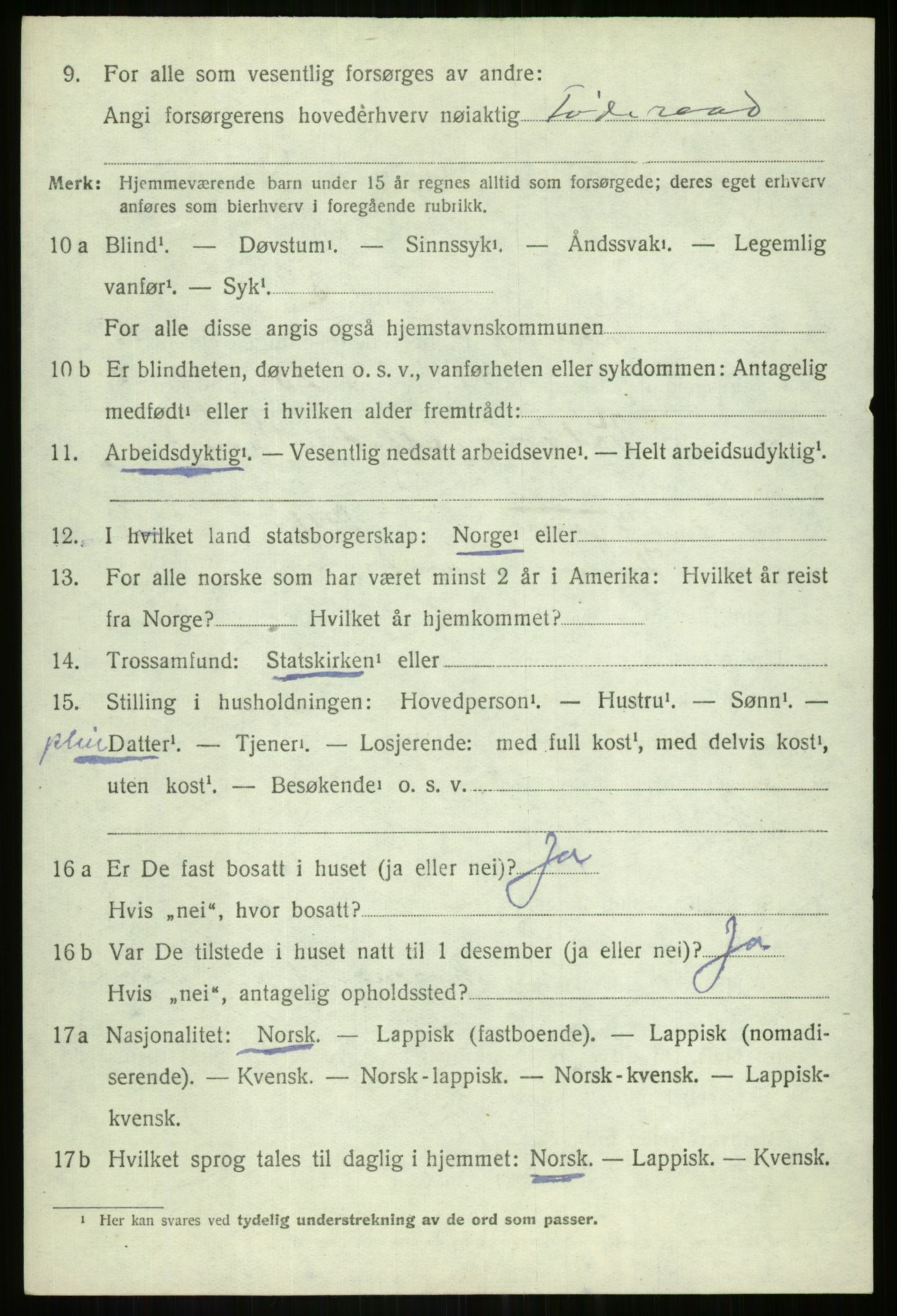 SATØ, 1920 census for Tranøy, 1920, p. 3122