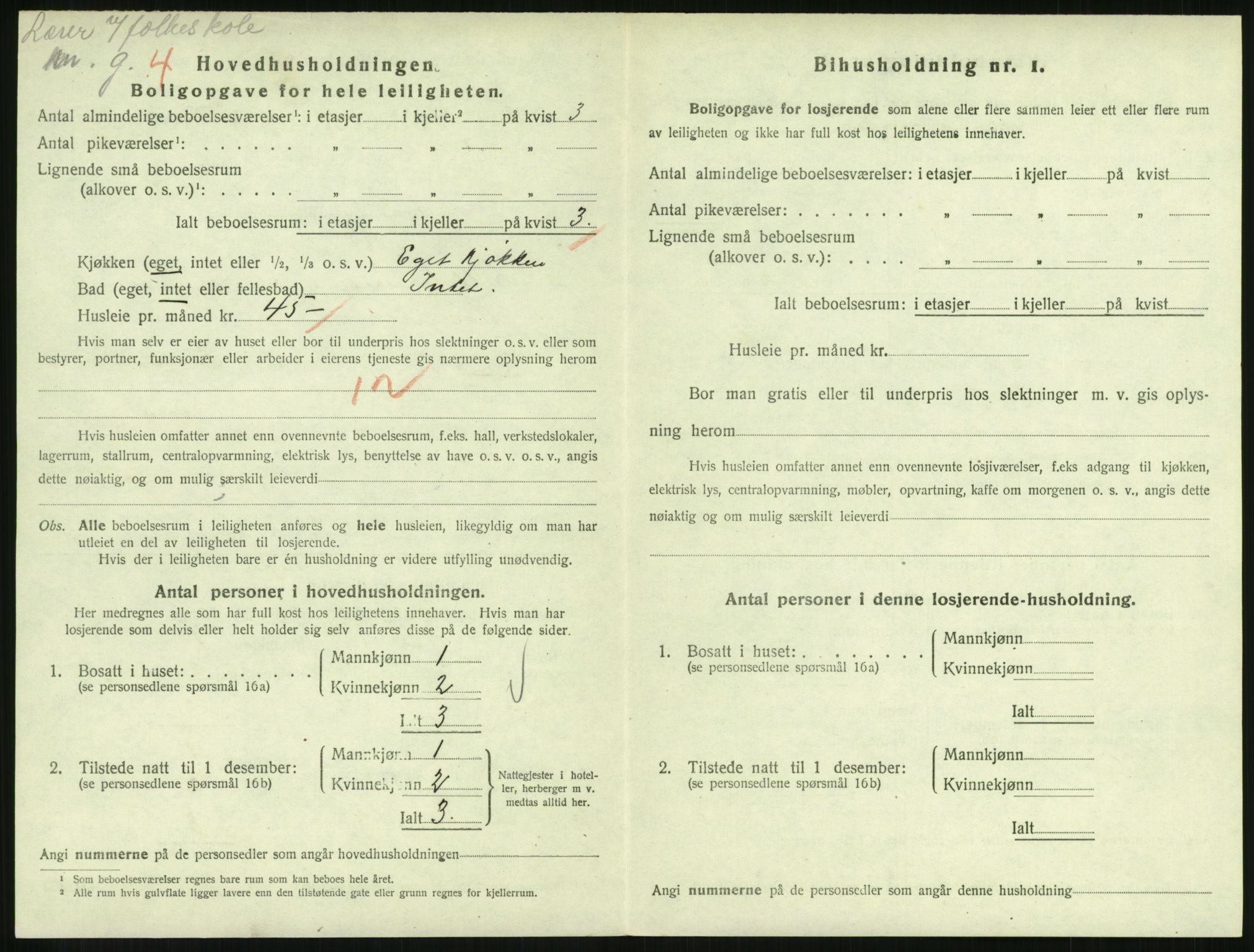 SAH, 1920 census for Lillehammer, 1920, p. 3009