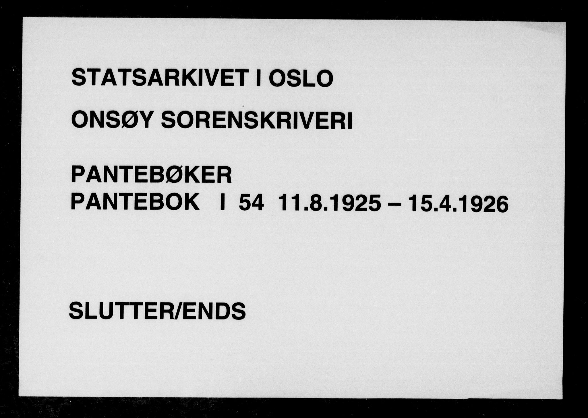 Onsøy sorenskriveri, SAO/A-10474/G/Ga/Gaa/L0054: Mortgage book no. I 54, 1925-1926