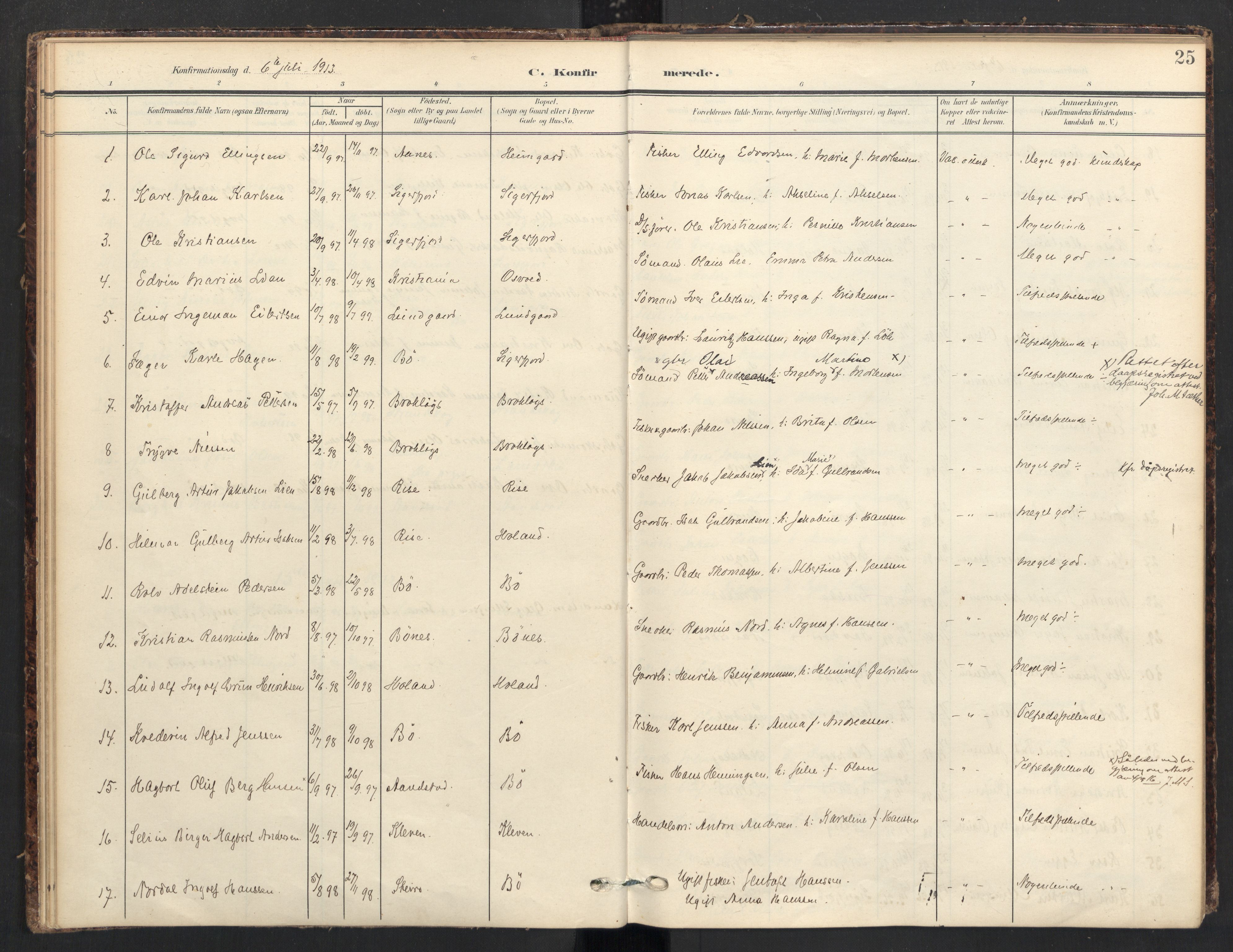 Ministerialprotokoller, klokkerbøker og fødselsregistre - Nordland, SAT/A-1459/895/L1375: Parish register (official) no. 895A10, 1907-1938, p. 25