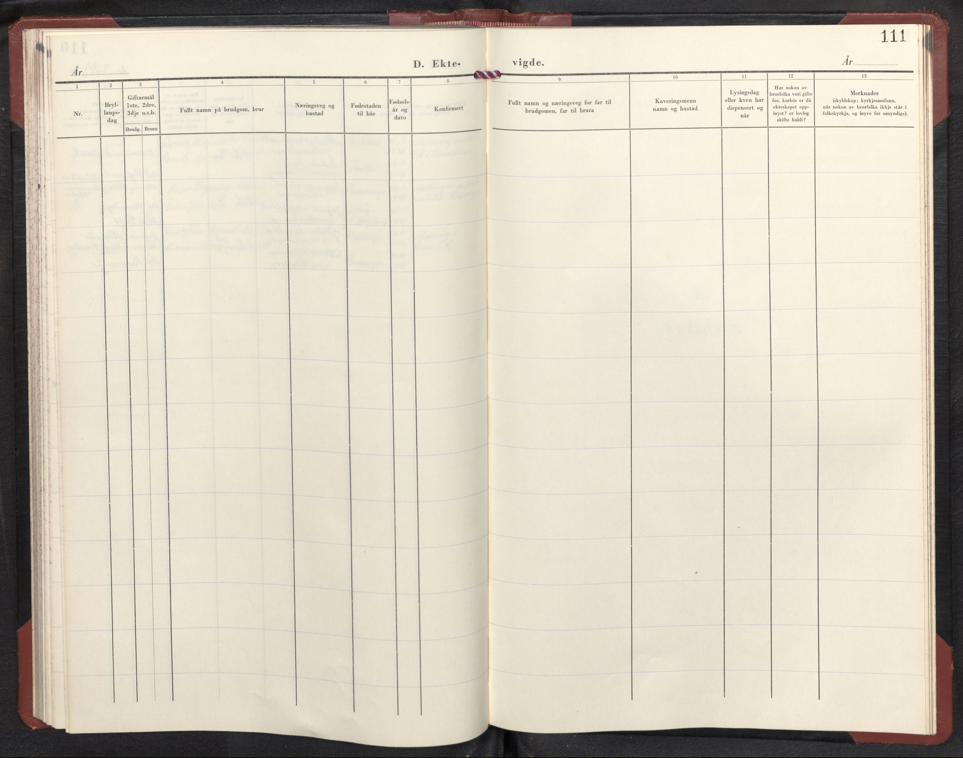 Bremanger sokneprestembete, SAB/A-82201/H/Hab/Habc/L0004: Parish register (copy) no. C 4, 1953-1970, p. 110b-111a