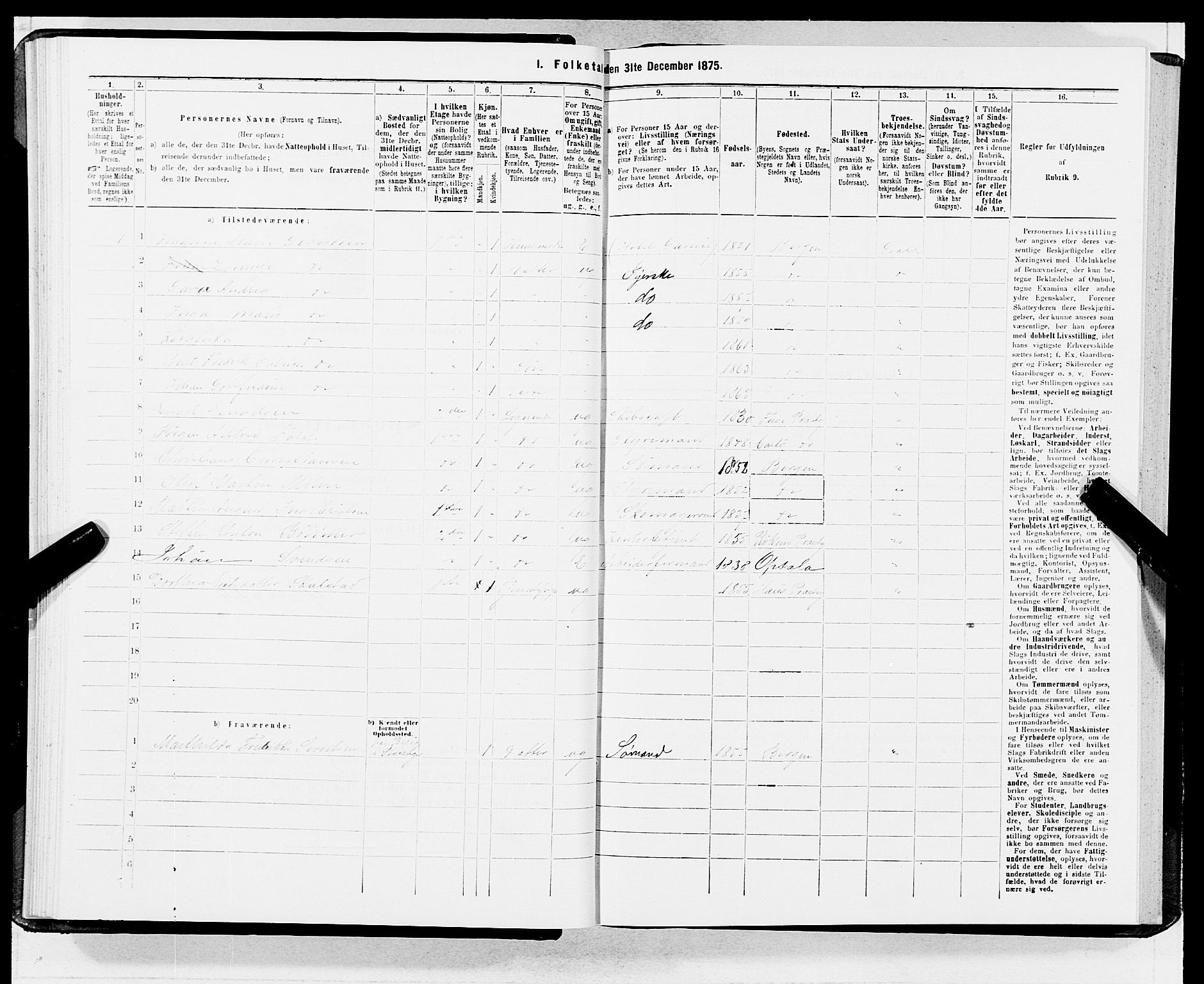 SAB, 1875 census for 1301 Bergen, 1875, p. 1626