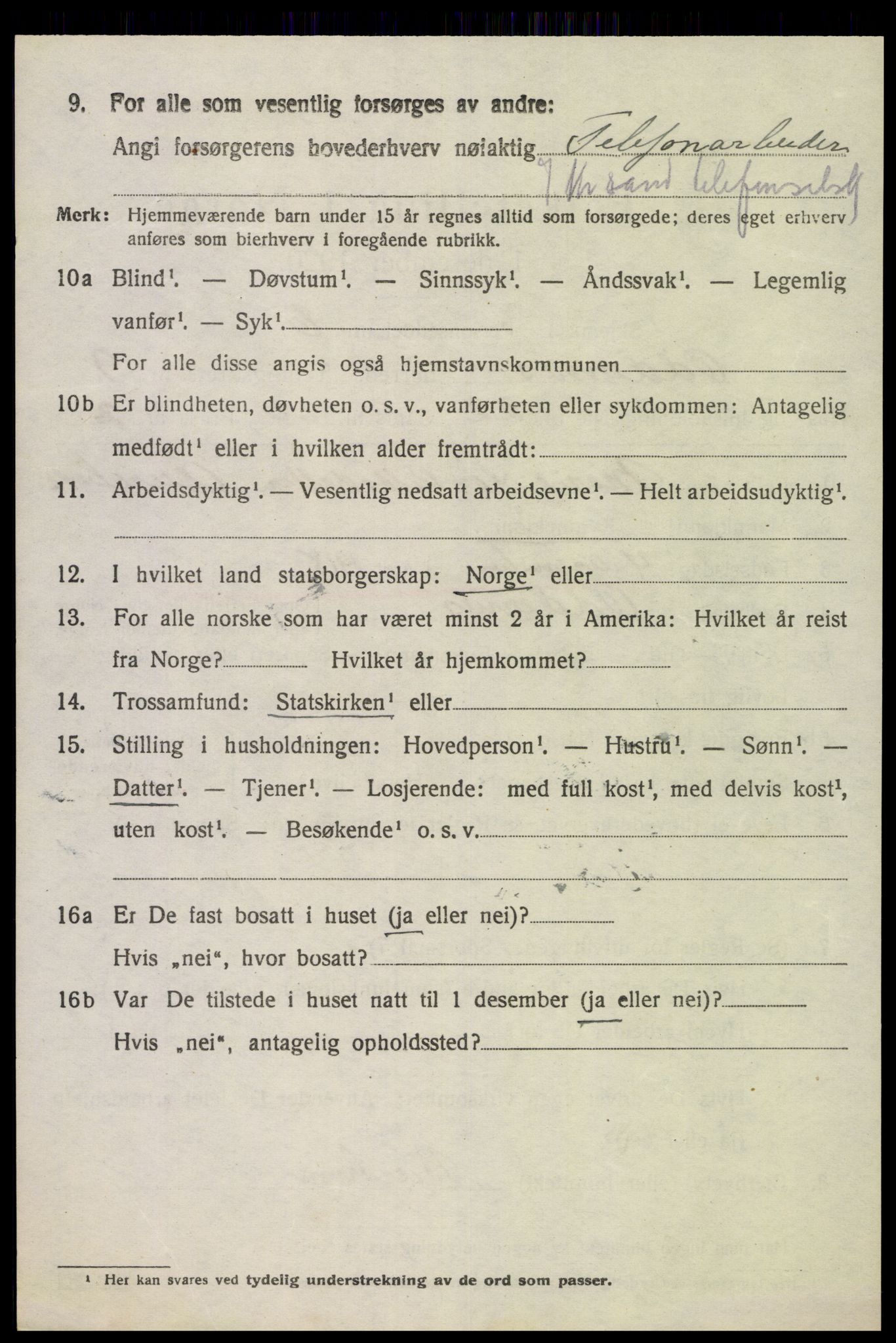 SAK, 1920 census for Oddernes, 1920, p. 6280