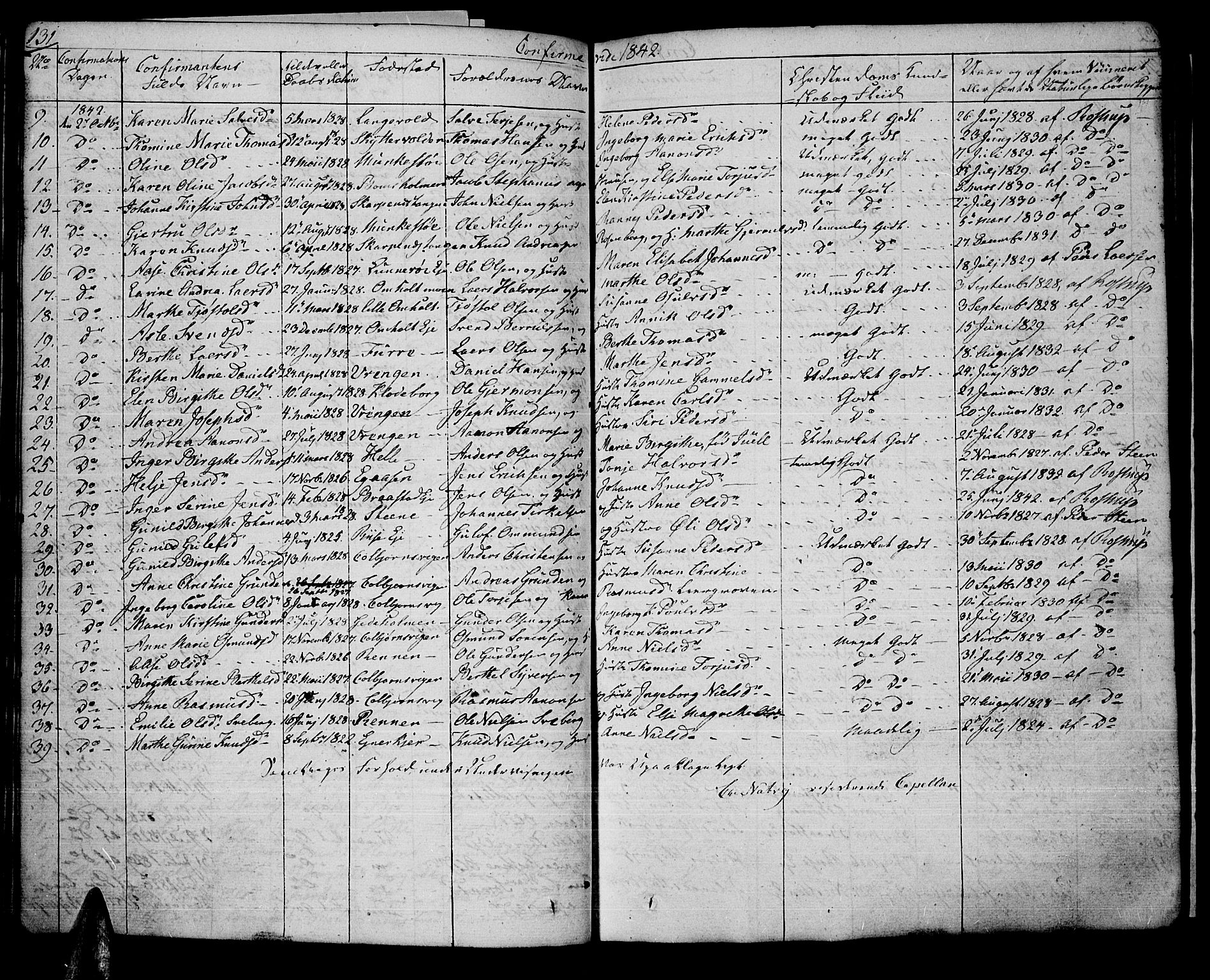 Øyestad sokneprestkontor, AV/SAK-1111-0049/F/Fb/L0005: Parish register (copy) no. B 5, 1833-1843, p. 131