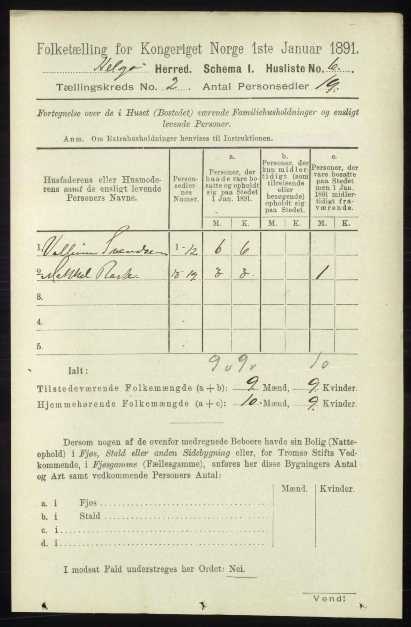 RA, 1891 census for 1935 Helgøy, 1891, p. 288