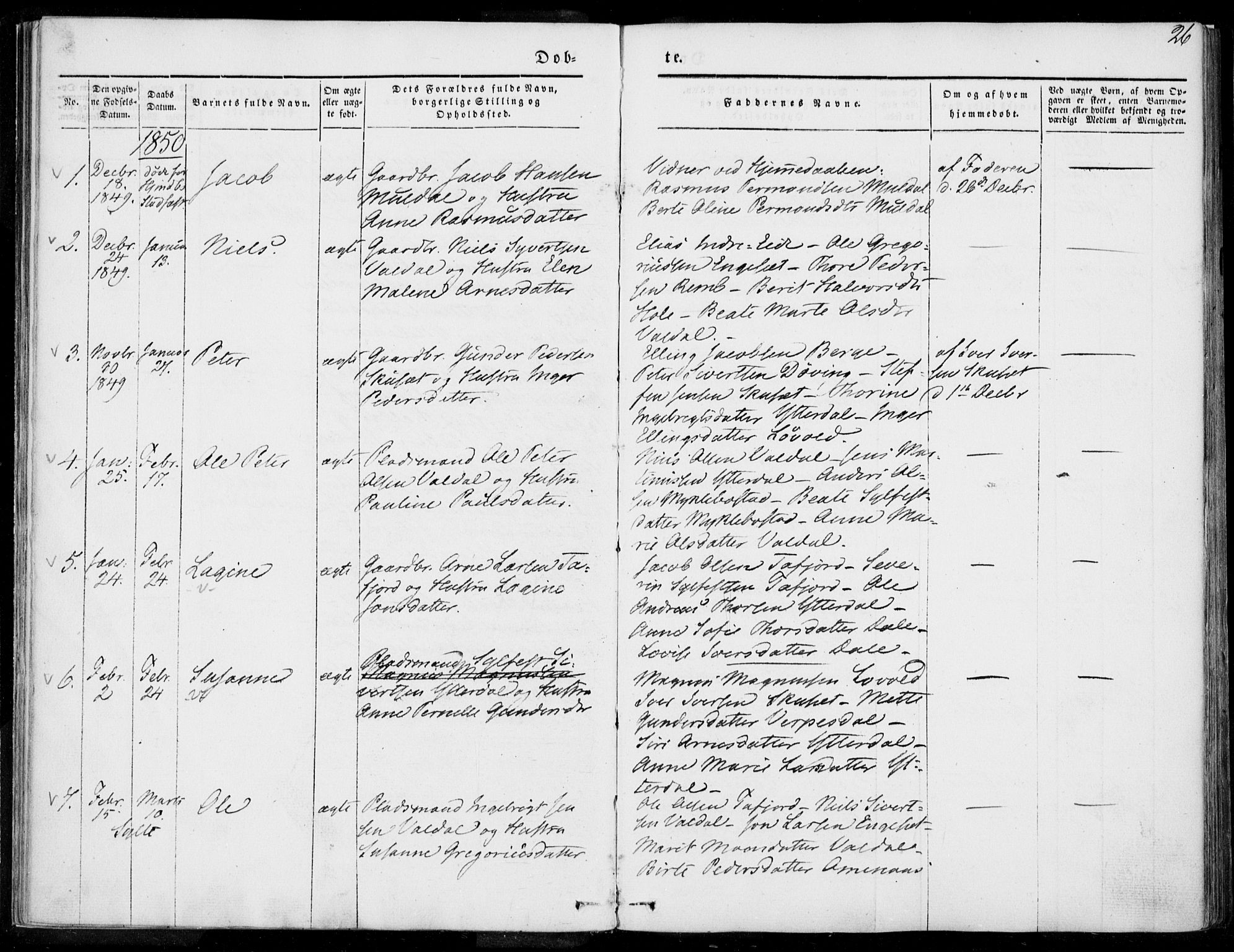 Ministerialprotokoller, klokkerbøker og fødselsregistre - Møre og Romsdal, SAT/A-1454/519/L0249: Parish register (official) no. 519A08, 1846-1868, p. 26