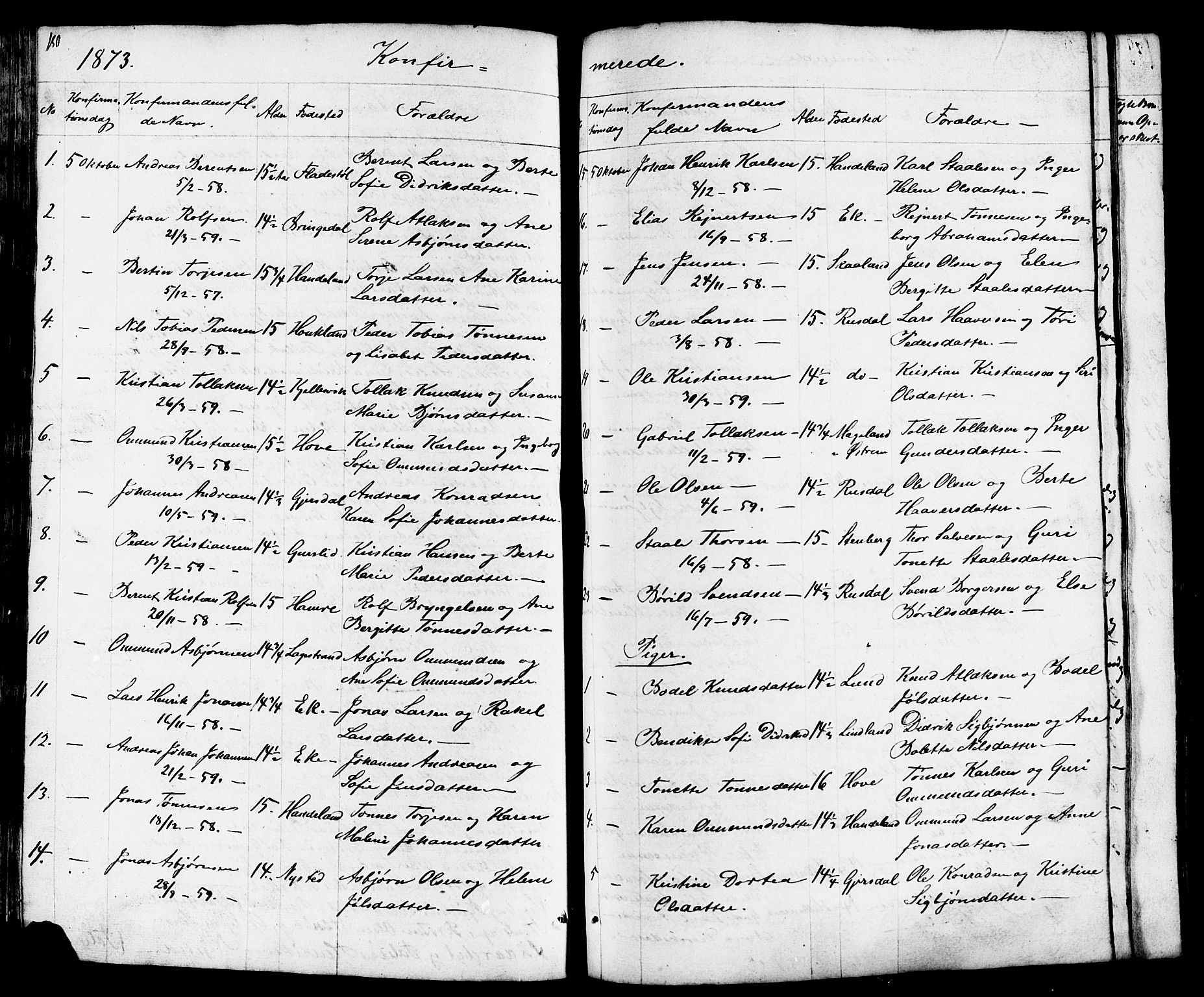 Lund sokneprestkontor, SAST/A-101809/S07/L0003: Parish register (copy) no. B 3, 1848-1885, p. 180