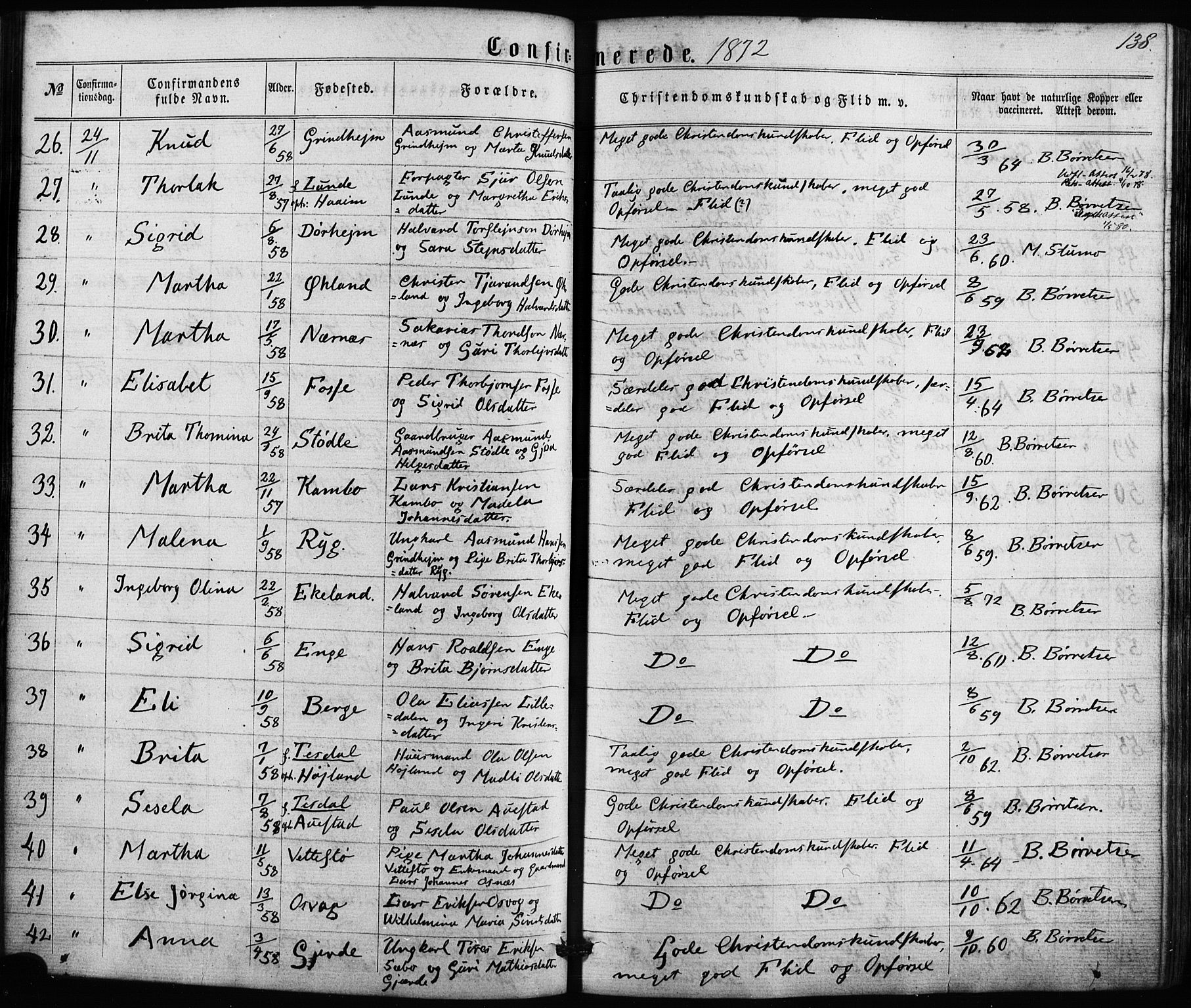 Etne sokneprestembete, AV/SAB-A-75001/H/Haa: Parish register (official) no. A 9, 1862-1878, p. 138