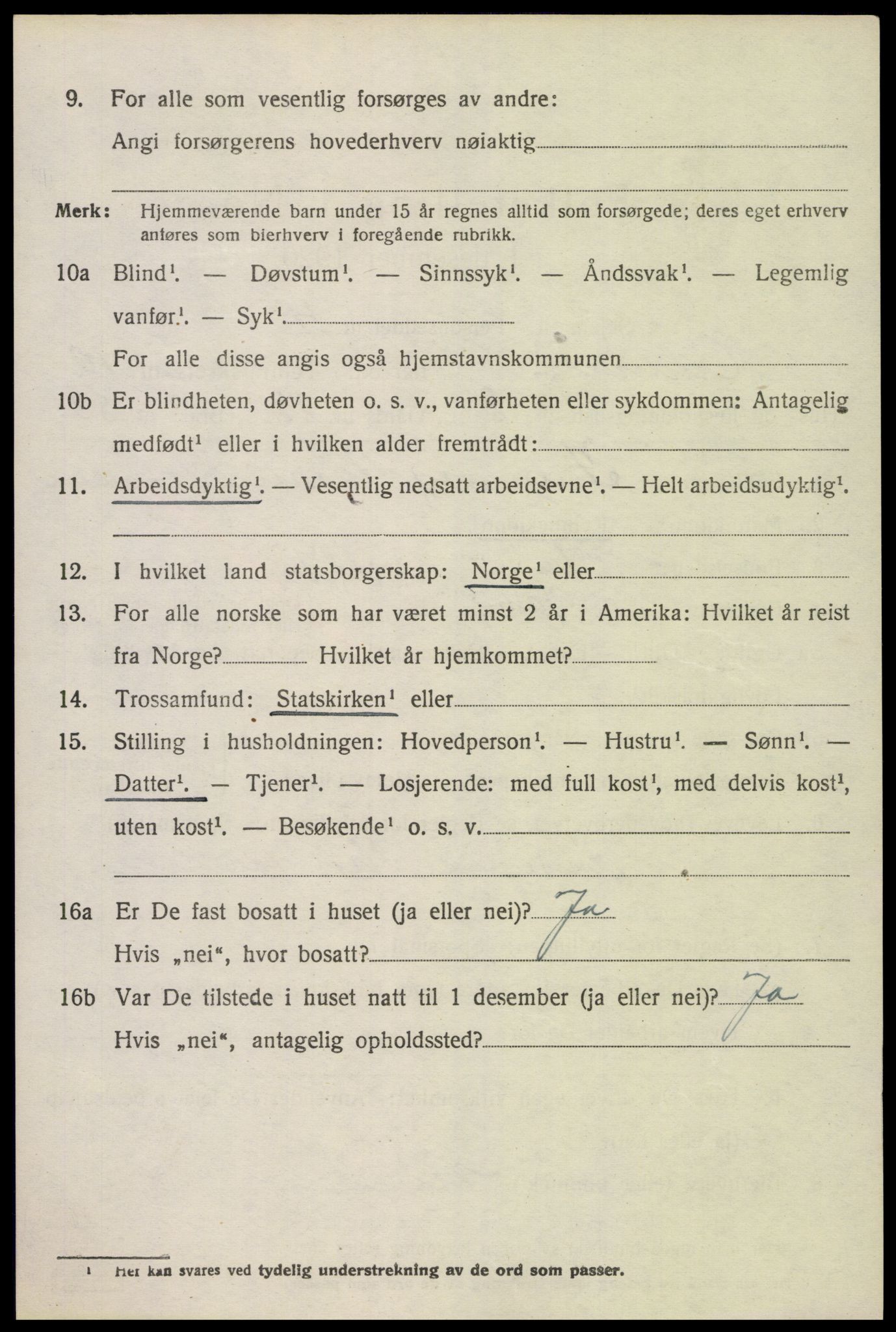 SAK, 1920 census for Oddernes, 1920, p. 6452
