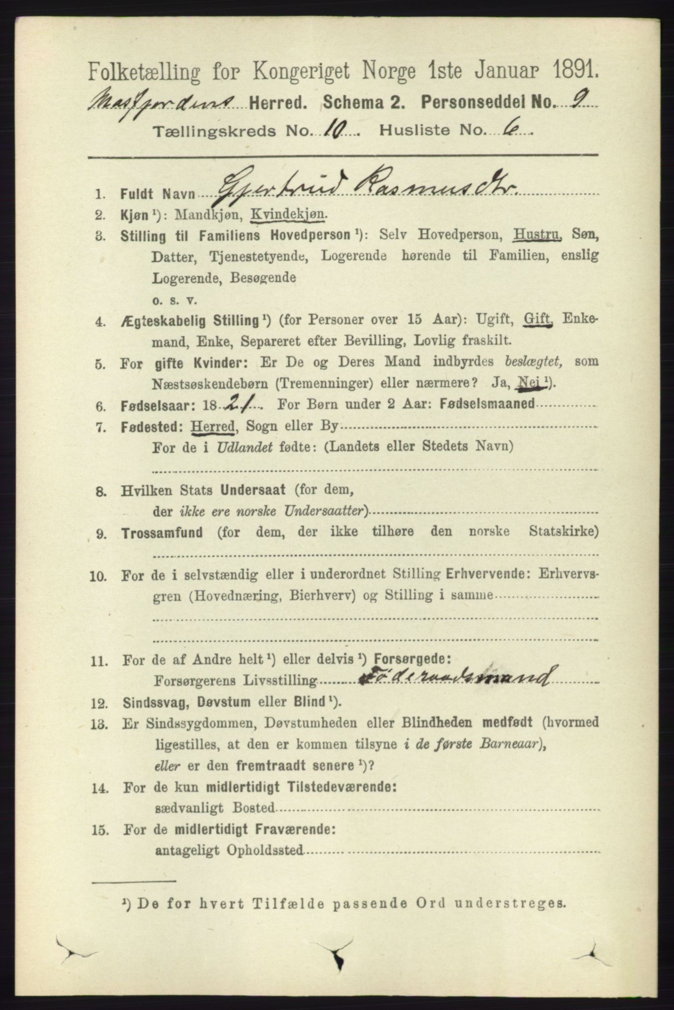 RA, 1891 census for 1266 Masfjorden, 1891, p. 2058