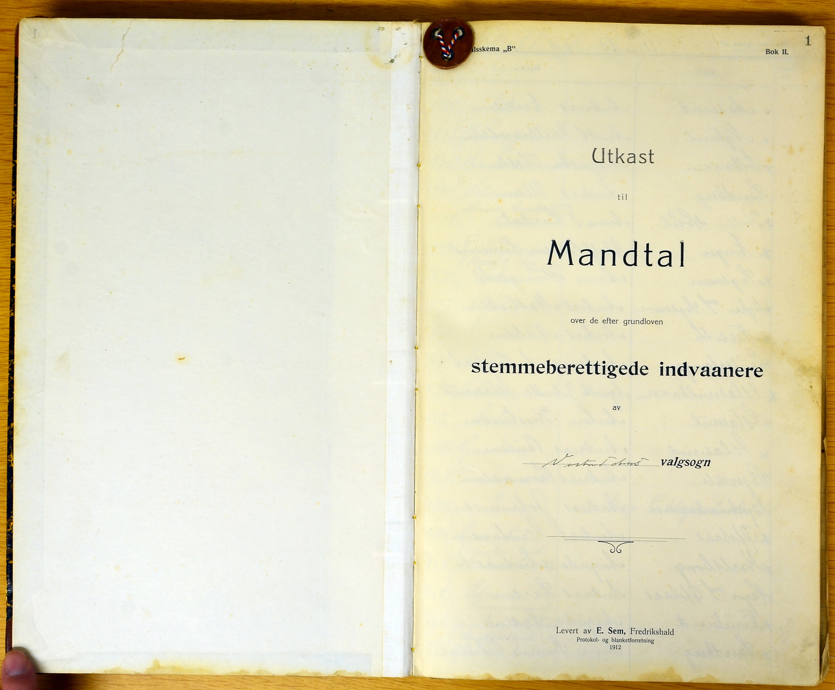 Vestre Toten kommunearkiv*, KVT/-/-/-: Manntall over stemmeberettigede innbyggere i Vestre Toten valgsokn, 1912