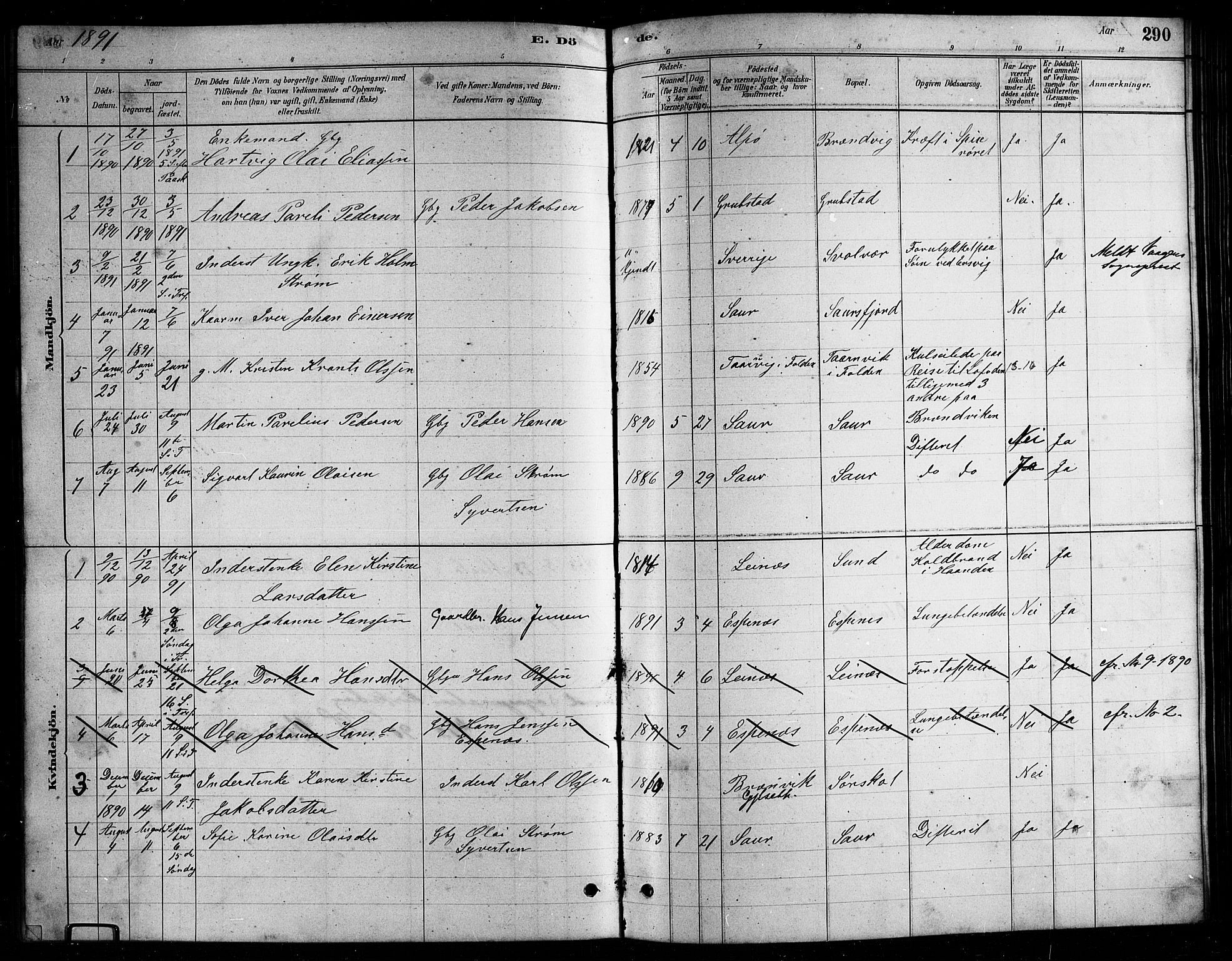 Ministerialprotokoller, klokkerbøker og fødselsregistre - Nordland, AV/SAT-A-1459/857/L0828: Parish register (copy) no. 857C03, 1879-1908, p. 290