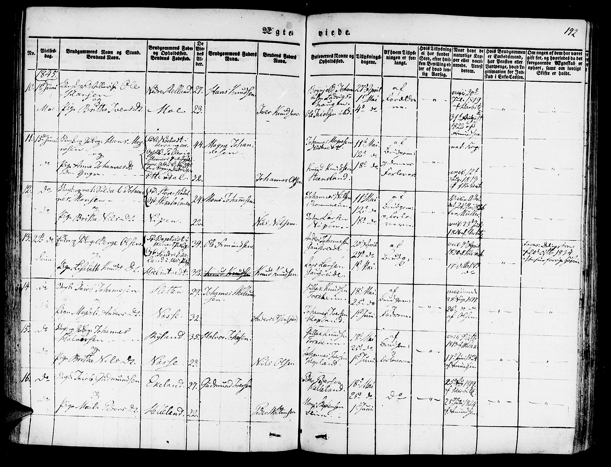 Hosanger sokneprestembete, AV/SAB-A-75801/H/Haa: Parish register (official) no. A 7, 1835-1848, p. 192